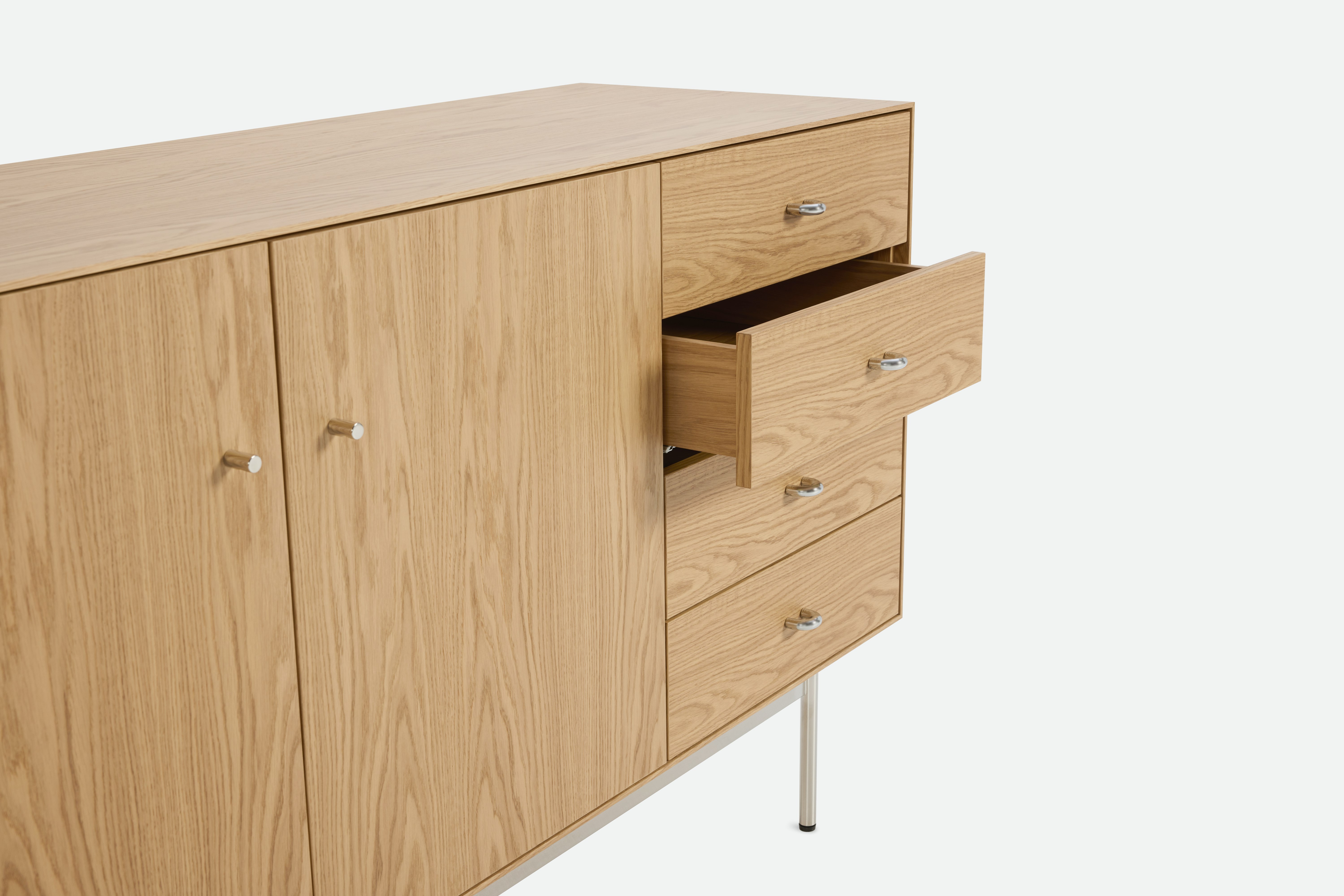 Loop Credenza,  oak,  chrome