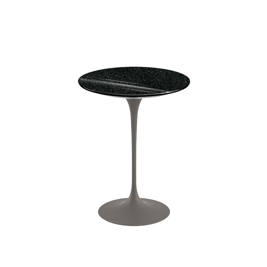 Saarinen Side Table - 16",  Round,  Granite,  Black Andes,  Grey"