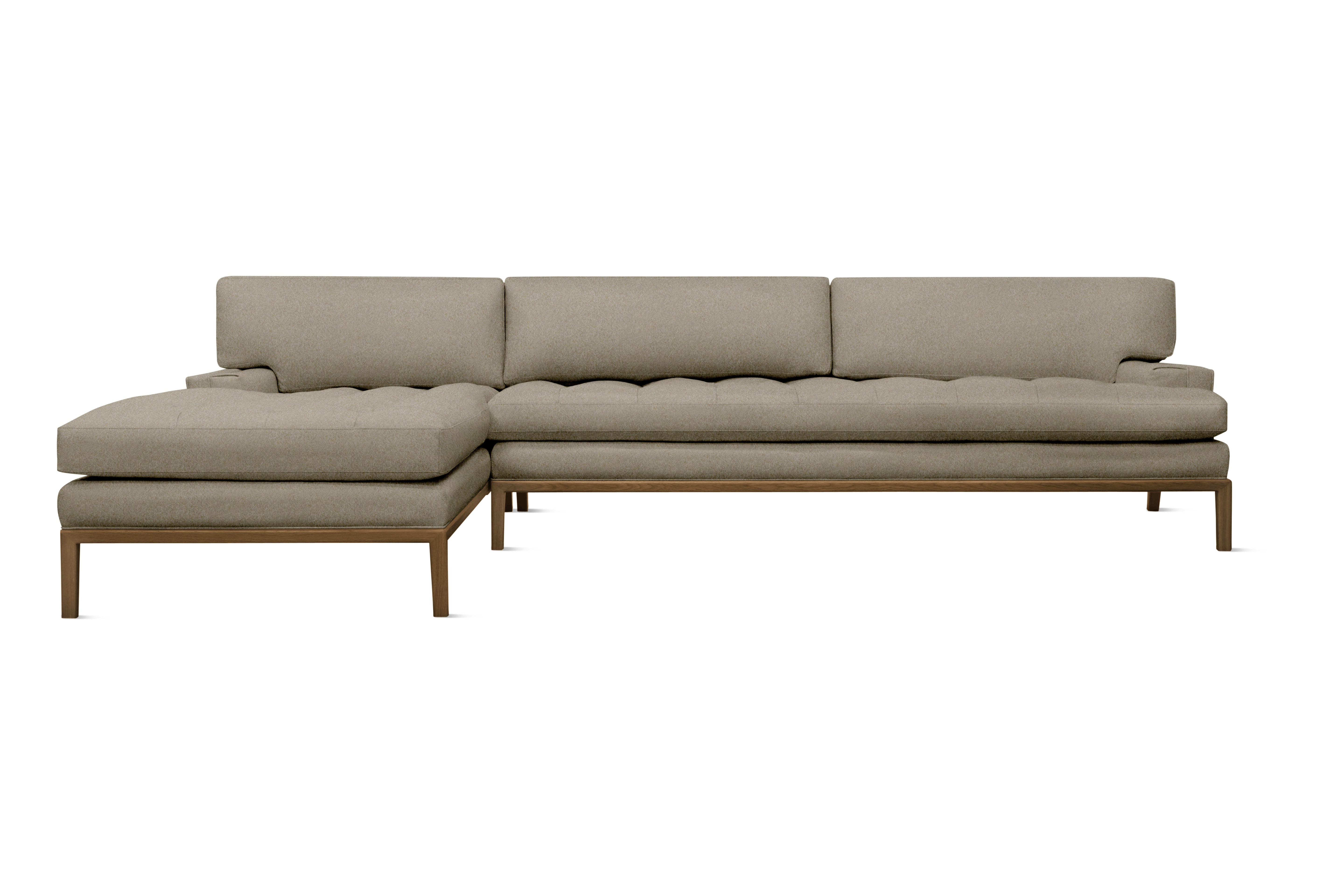 Forster Sectional with Chaise - Left,  Alpaca Faux,  Fawn,  Walnut