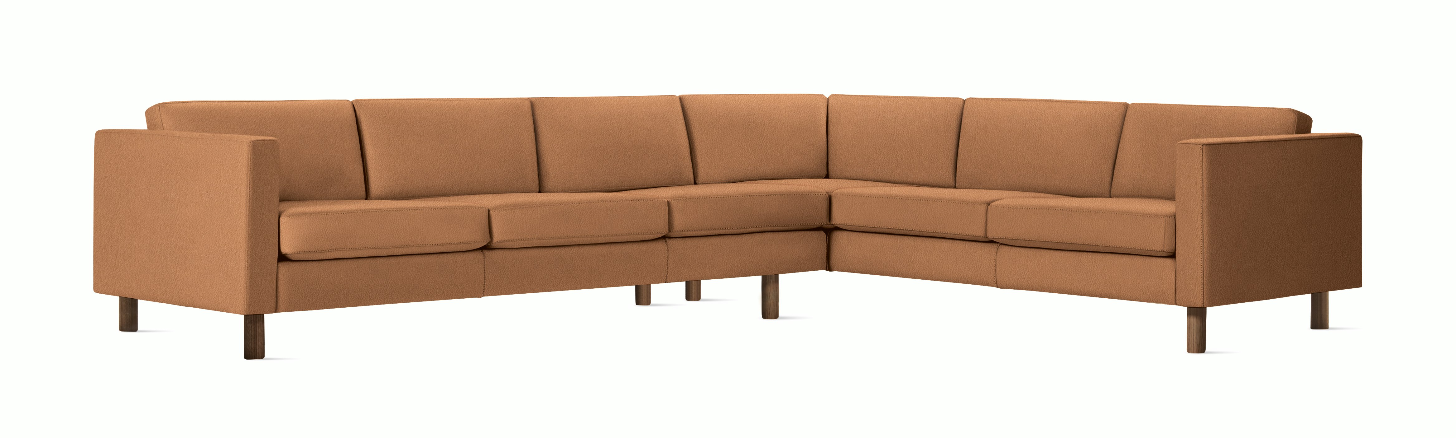 Lispenard Sectional in light brown leather with 6" legs.