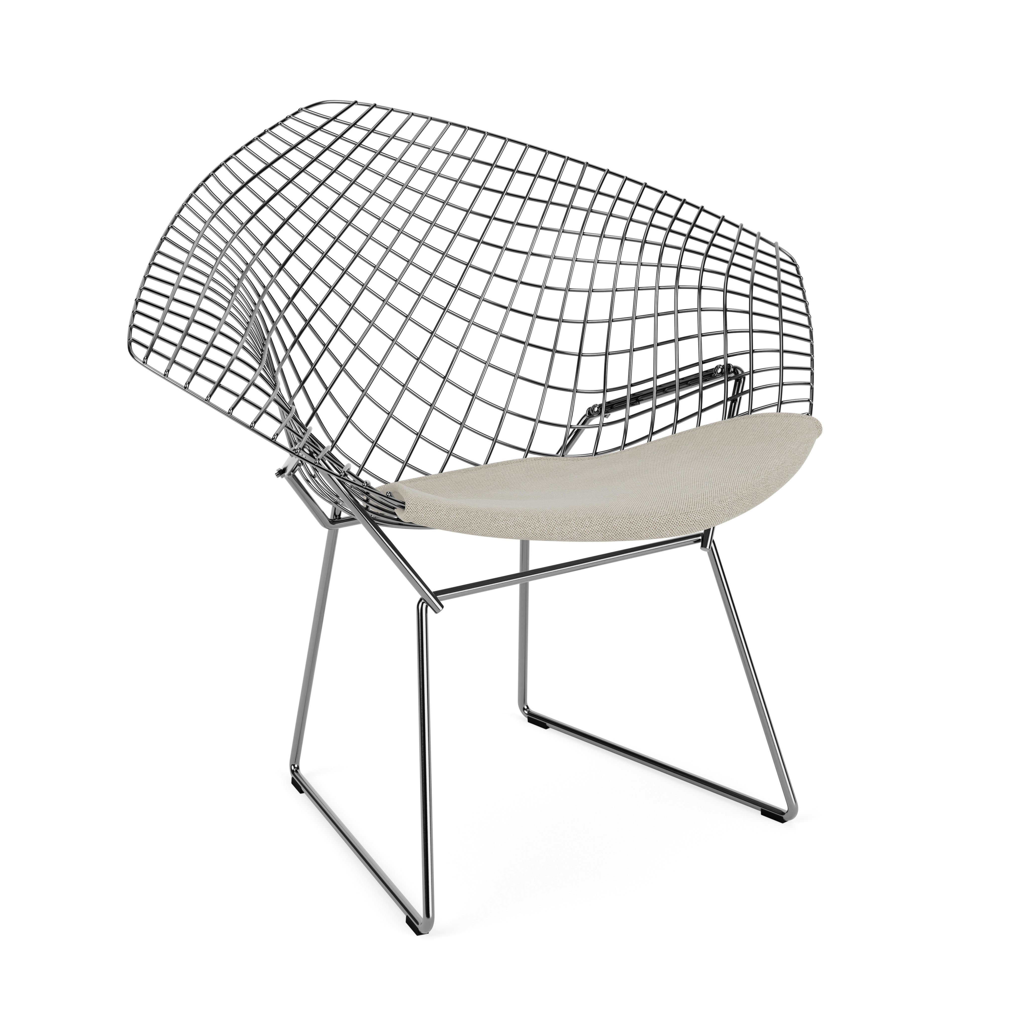 Bertoia Diamond Chair, Polished Chrome, Seat Pad, Crossroad, Almond