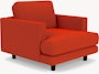 D'Urso Lounge Chair - Cato, Fire Red, Burnt Walnut on Oak