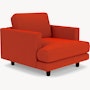 D'Urso Lounge Chair - Cato, Fire Red, Burnt Walnut on Oak