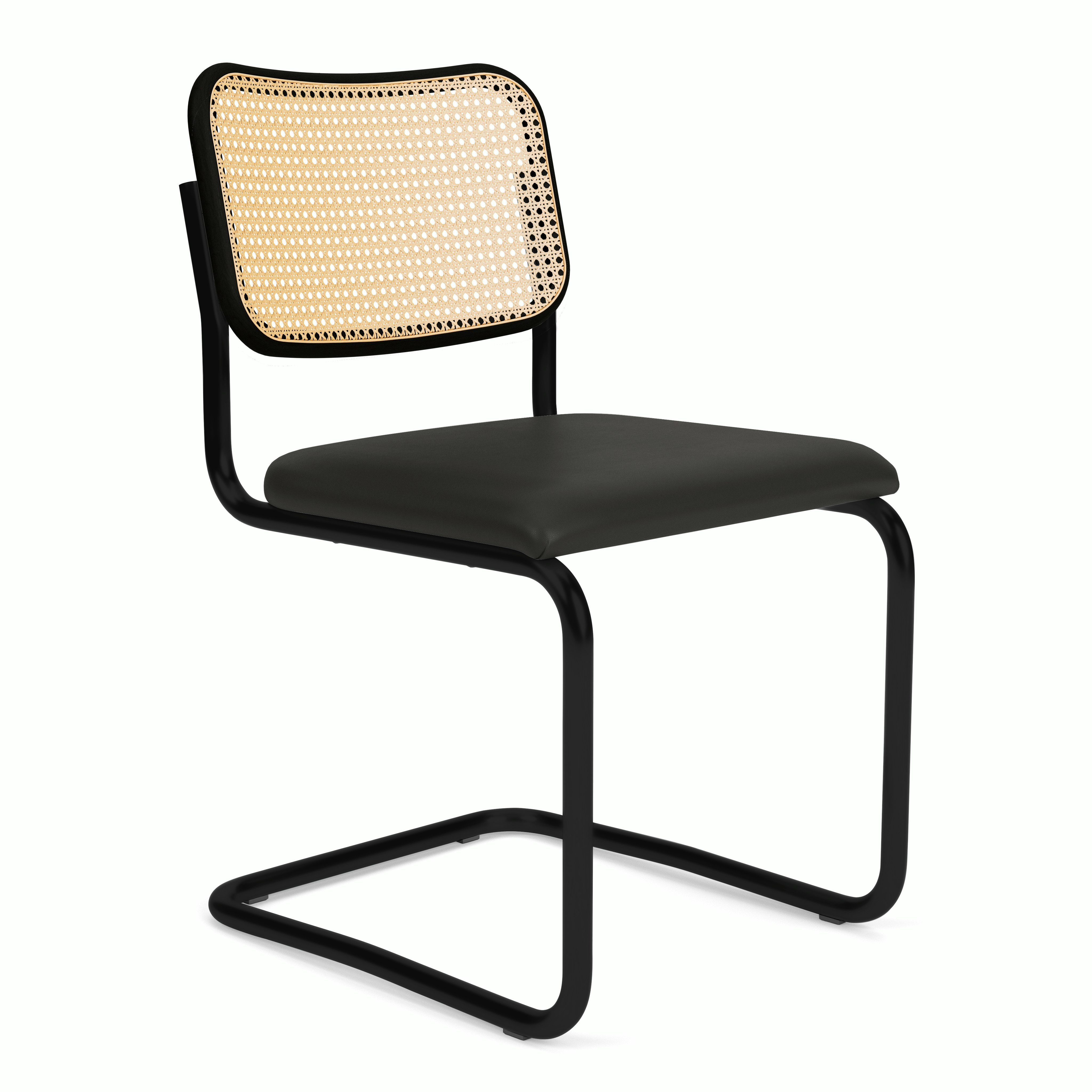 Cesca Upholstered Chair - Seat Cushion,  Ebonized Beech,  Volo Leather,  Black ,  Black