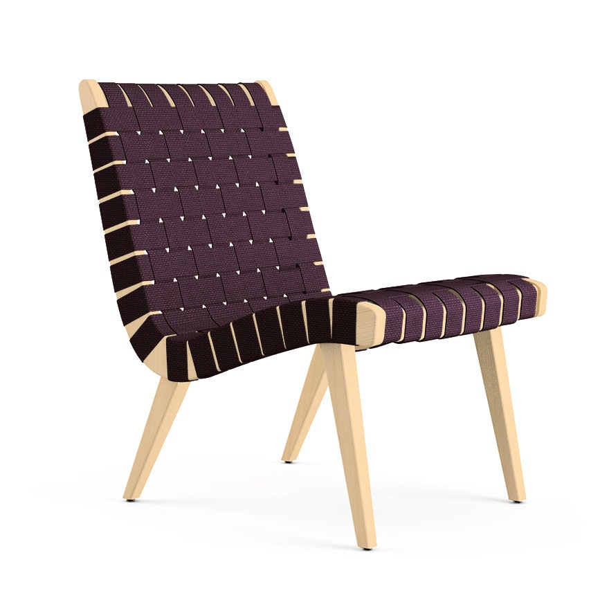 Risom Lounge Chair - Armless, Aubergine Cotton, Clear Maple