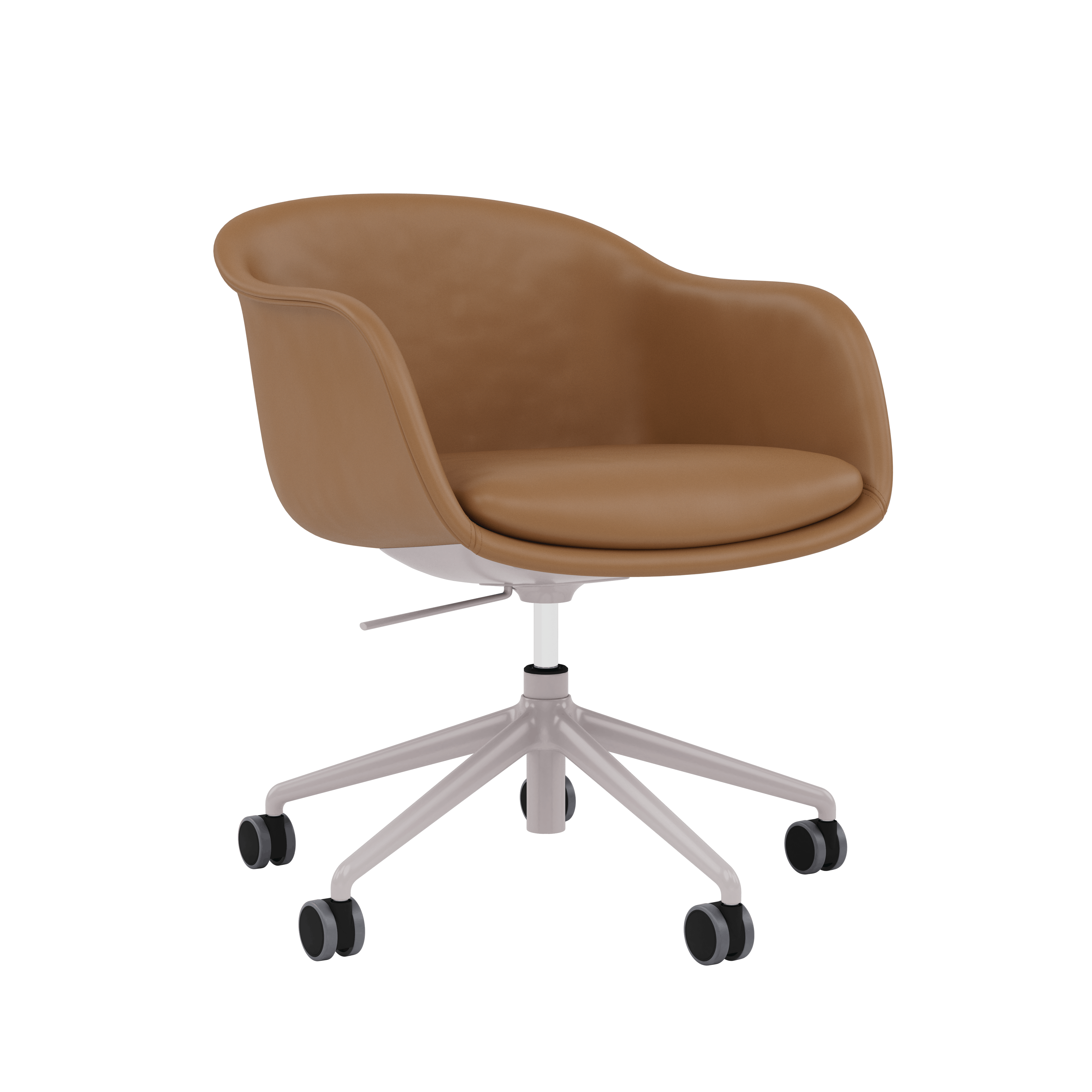 Fiber Conference Chair - Armchair,  Refine Leather,  Cognac,  Aluminum Tube