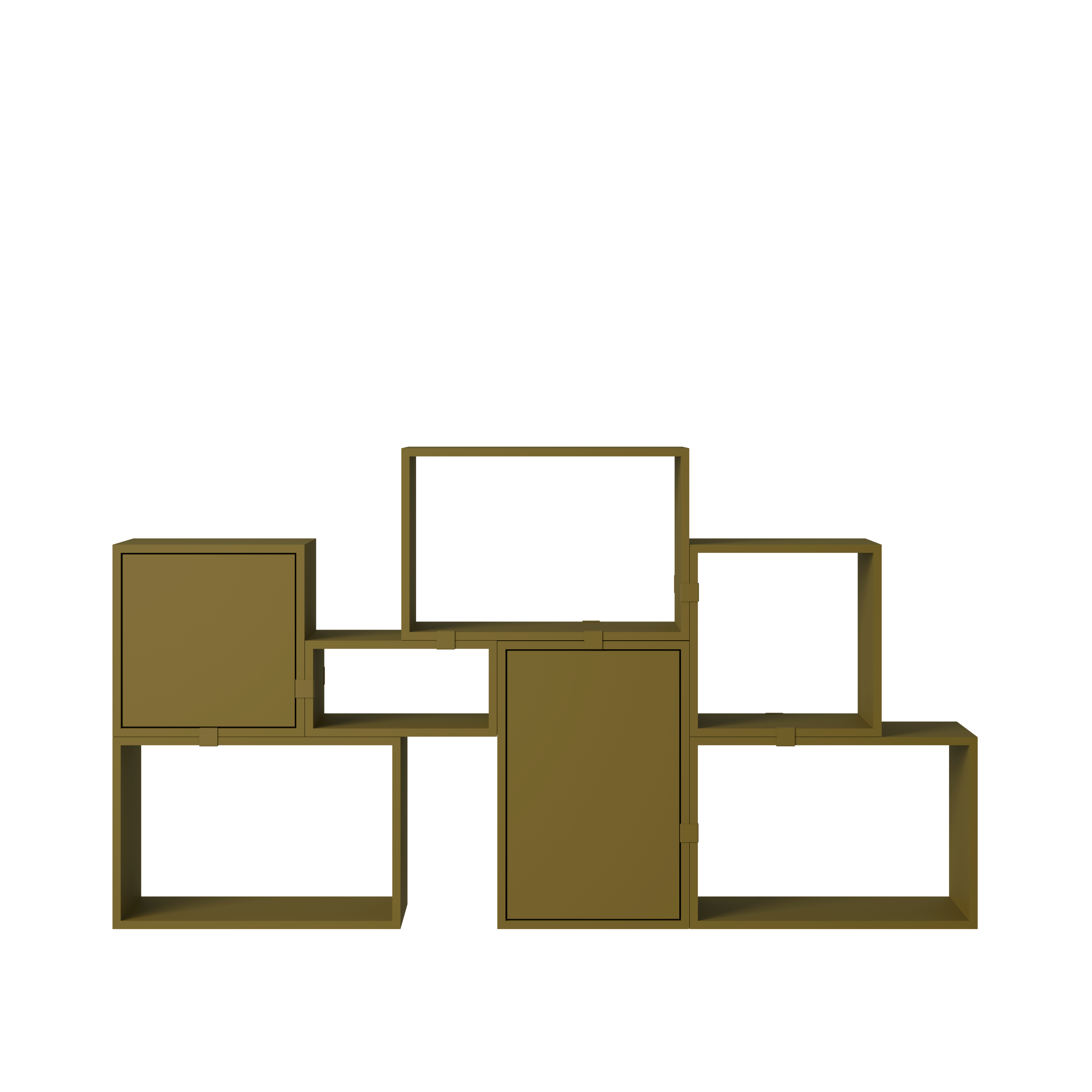 Stacked Storage Bookcase - Configuration 6,  Brown Green,  No Base