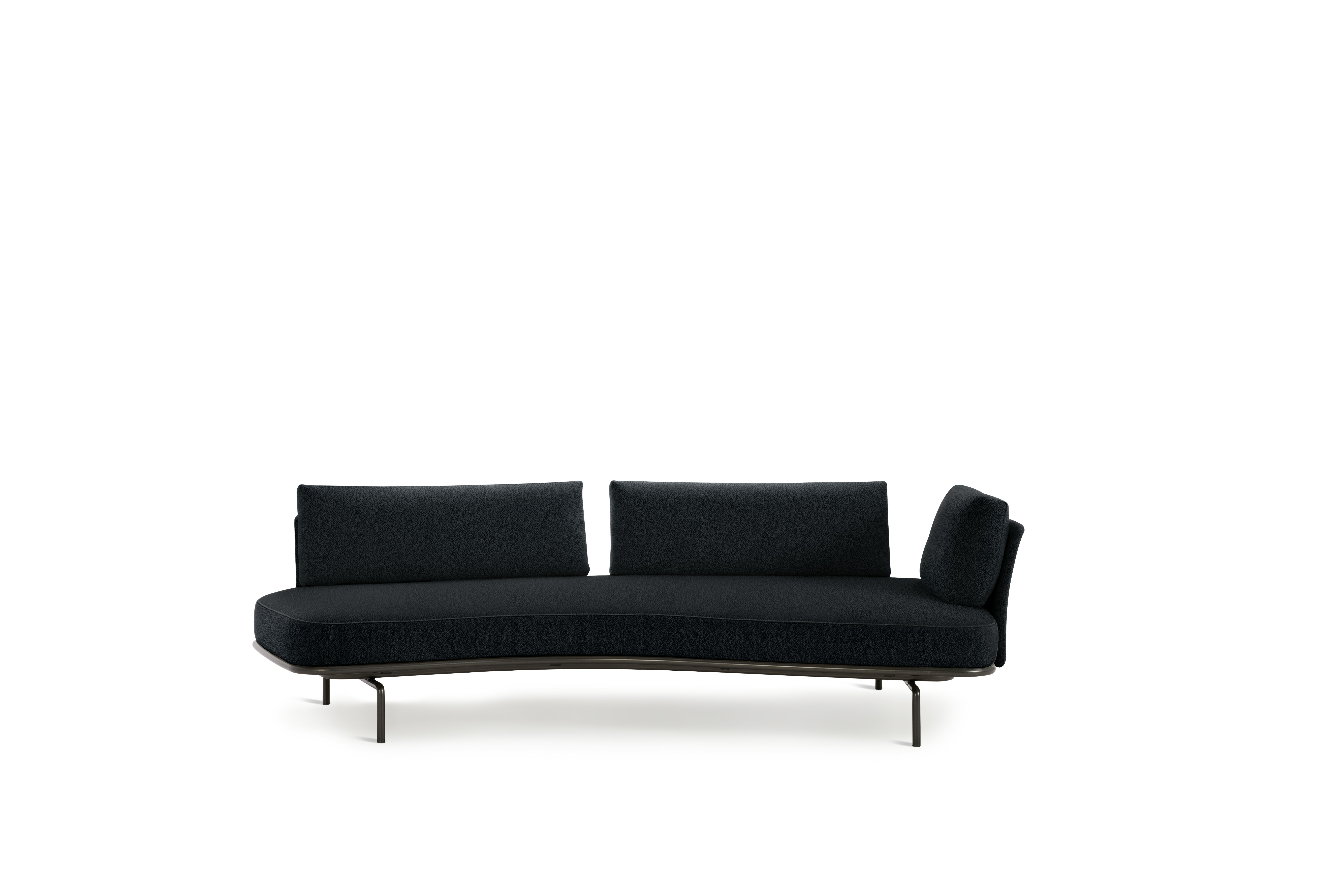 Panoramic Sofa - Left,  Small / Double Large,  Volo Leather,  Black,  Charcoal