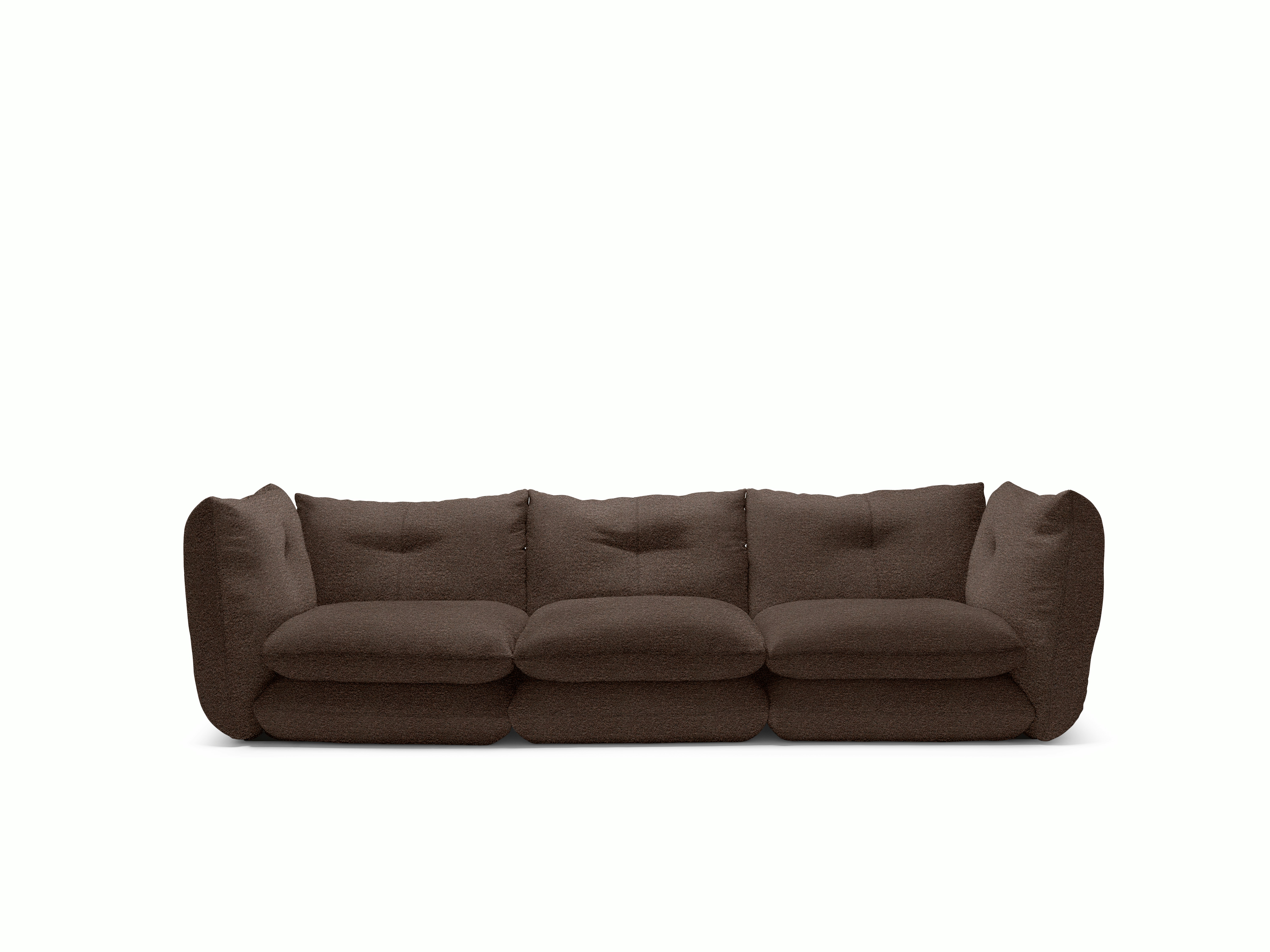 Pillo Sofa -  Three Seater, Standard, Curly, Brown