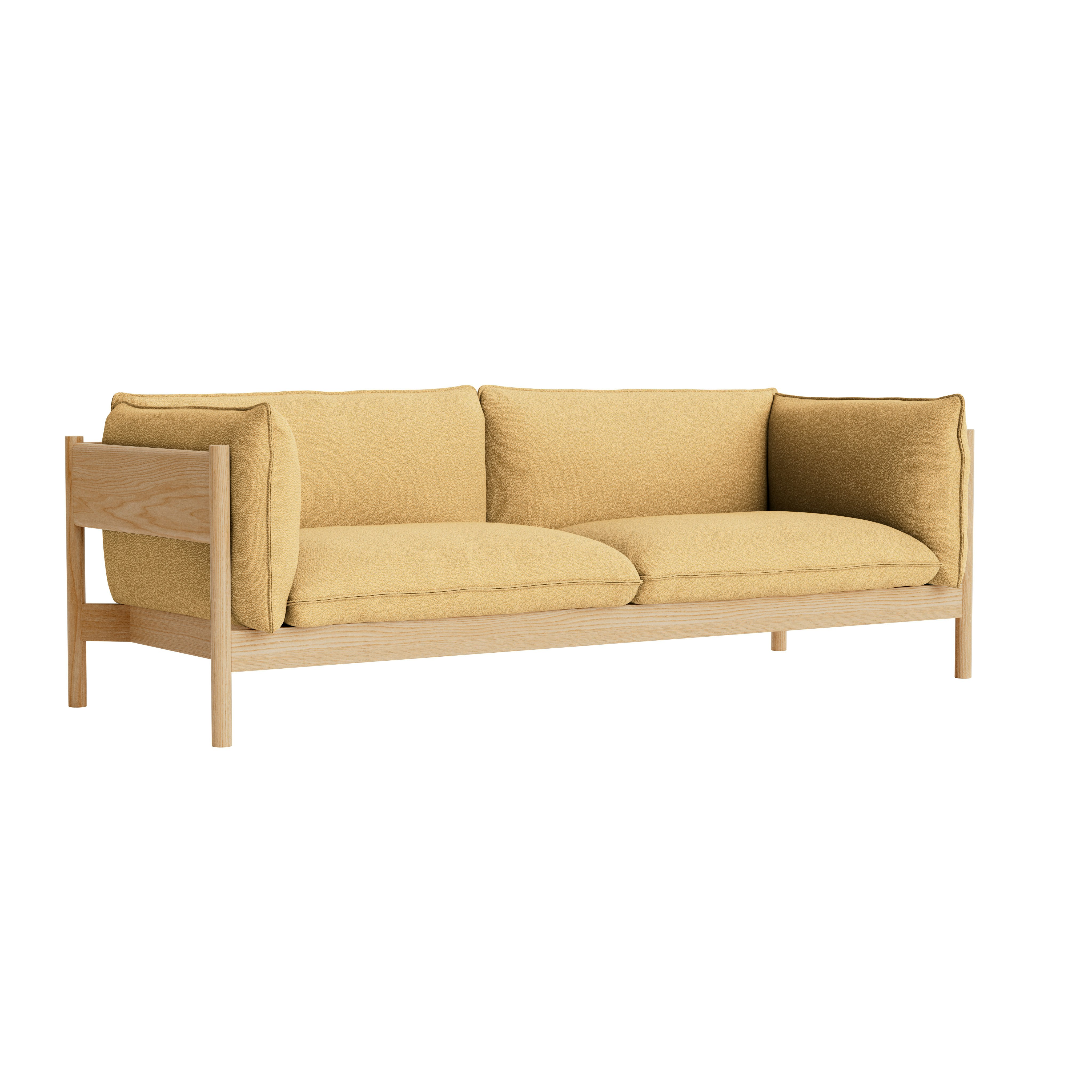 Arbour 3-Seat Sofa - Olavi by HAY, 15 Mustard / White Speckle, Oak