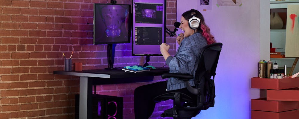 Electra in Aeron Gaming Chair with Motia Gaming Desk
