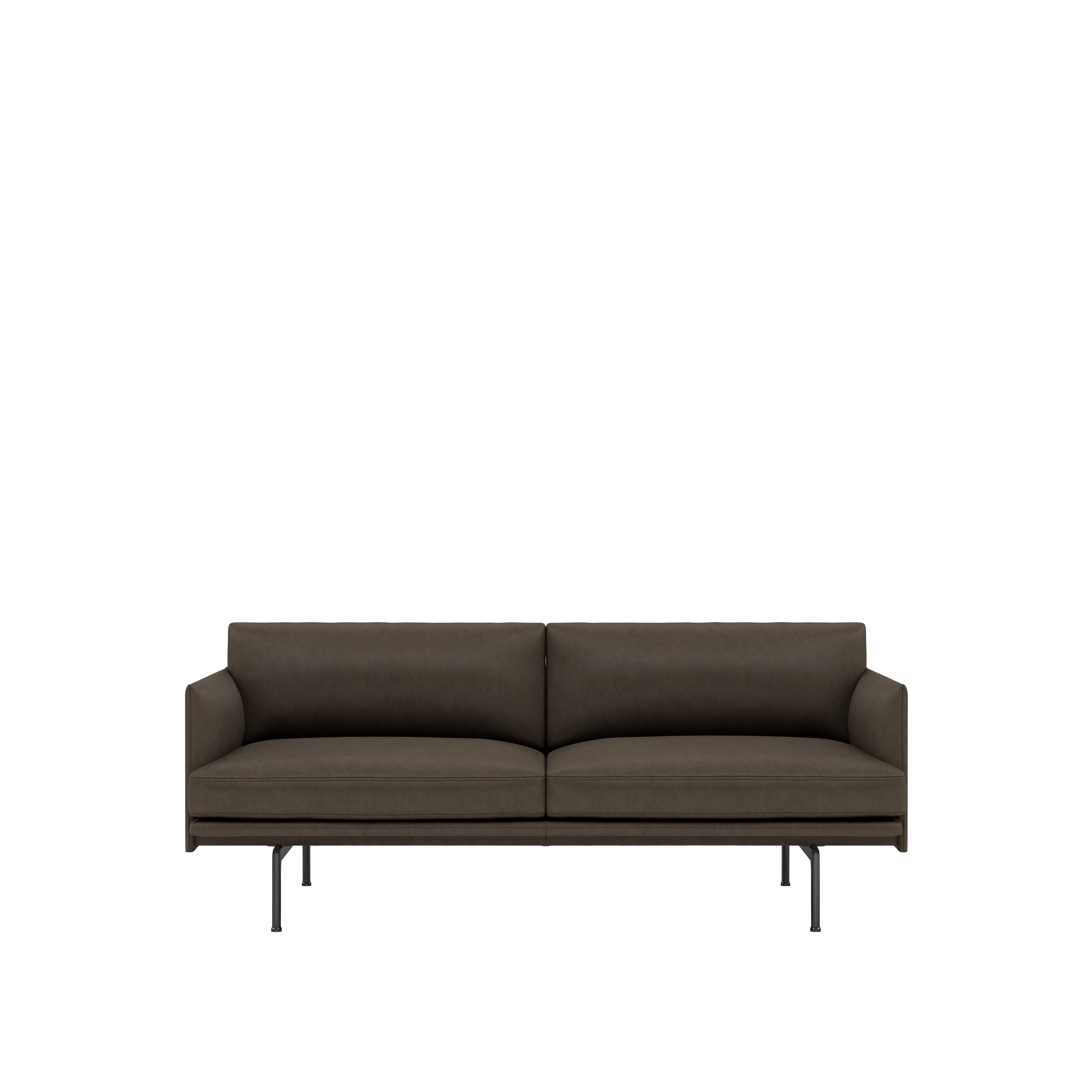 Outline Sofa, 2-Seater,  Black,  Grace Leather ,Dark Brown