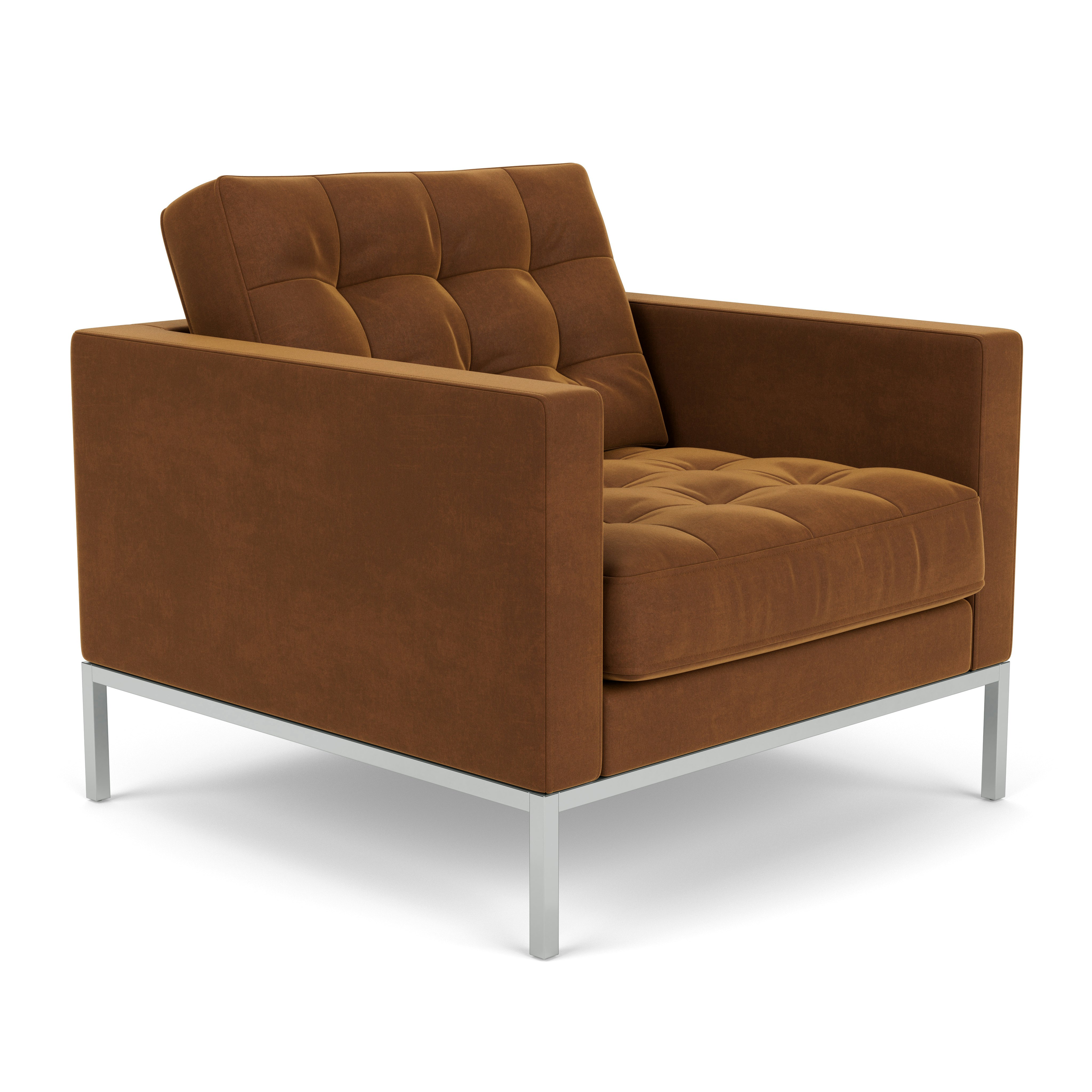 Florence Knoll Relaxed Lounge Chair - Knoll Velvet, Cloister, Polished Chrome