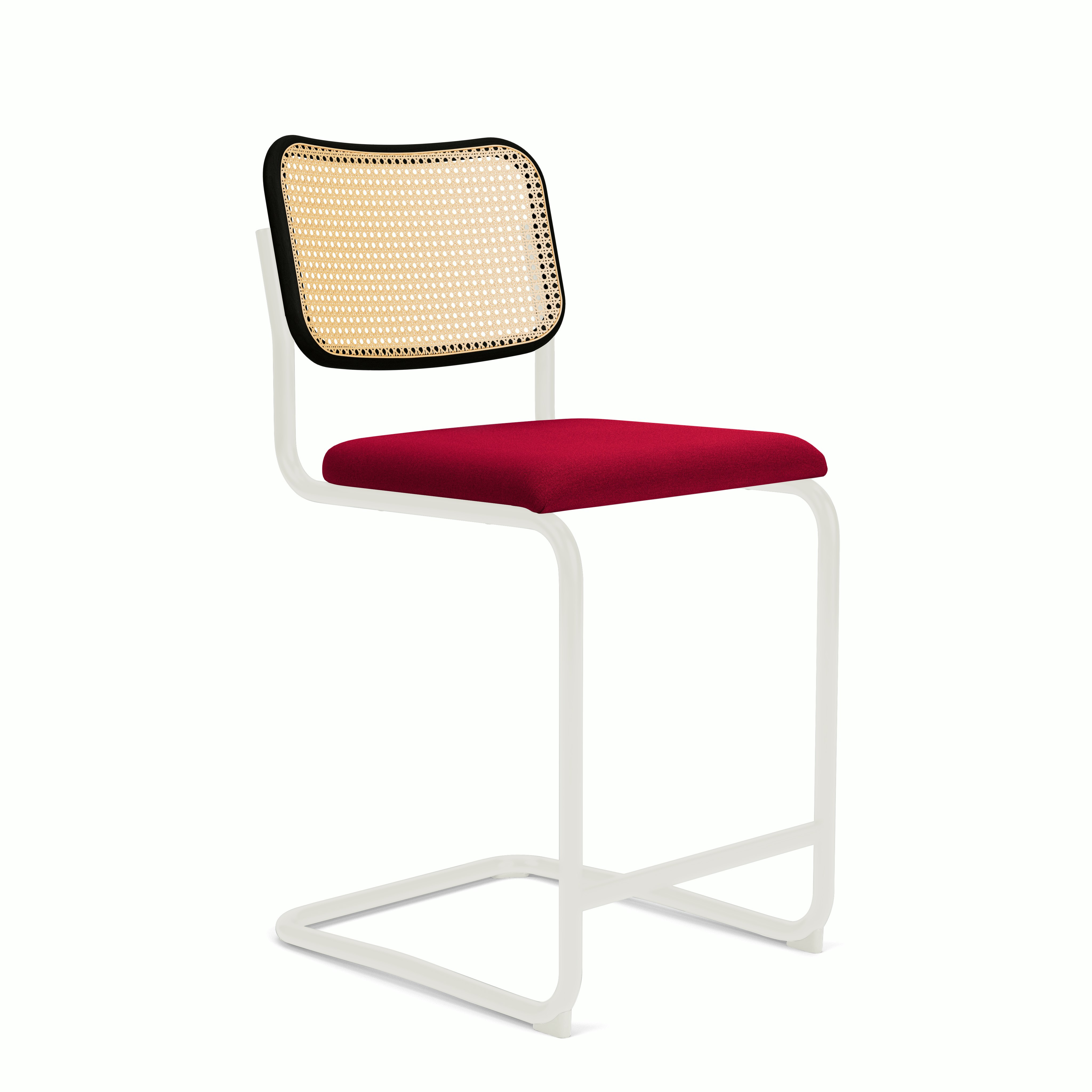 Cesca Upholstered Stool - Ebonized Beech ,  Counter Height ,  Seat Pad,  hourglass,  flame,  white frame