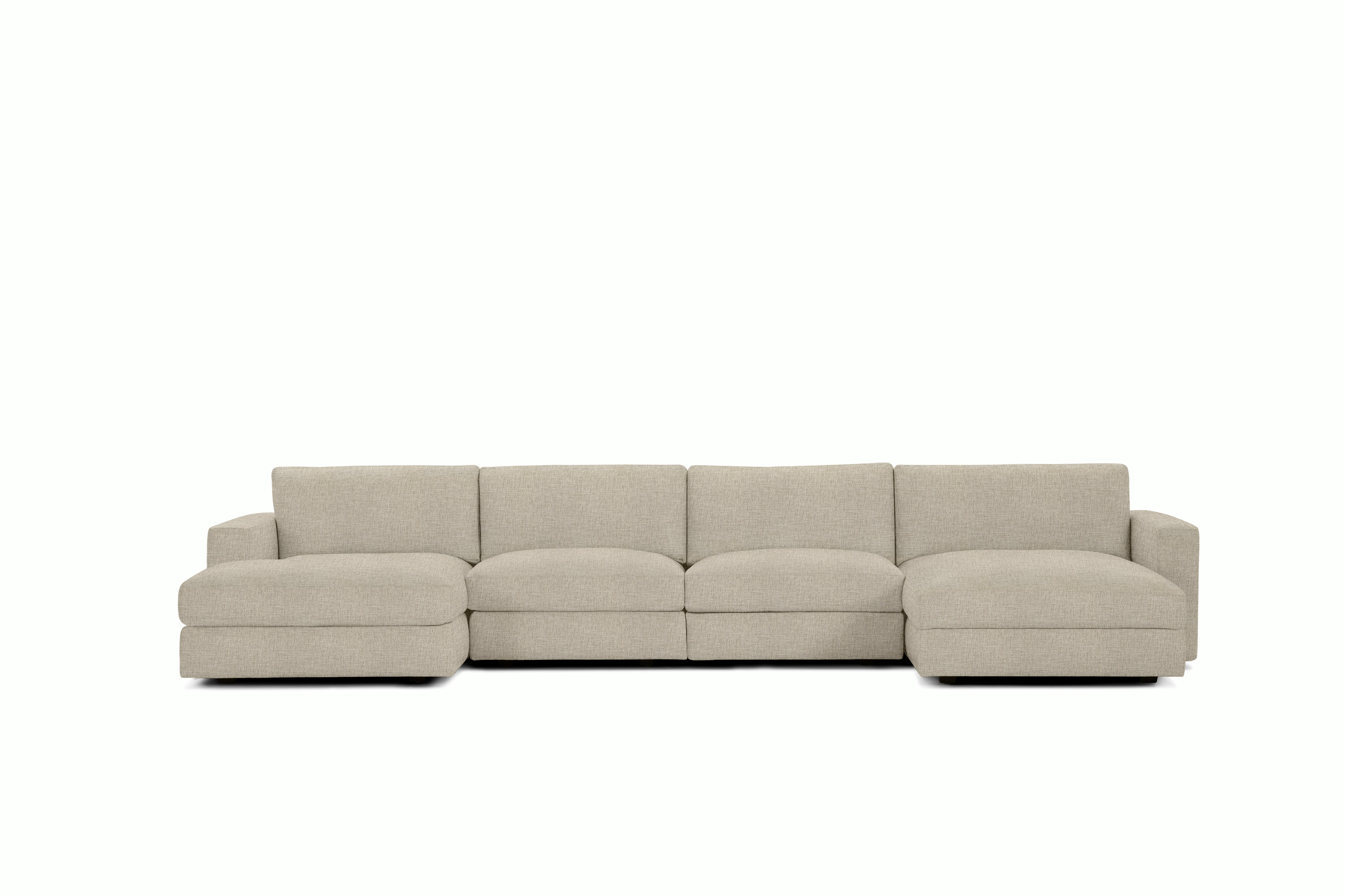 Reid Sectional - Double Chaise Sectional,  Standard,  Crypton Robusta,  Linen,  1" Block"