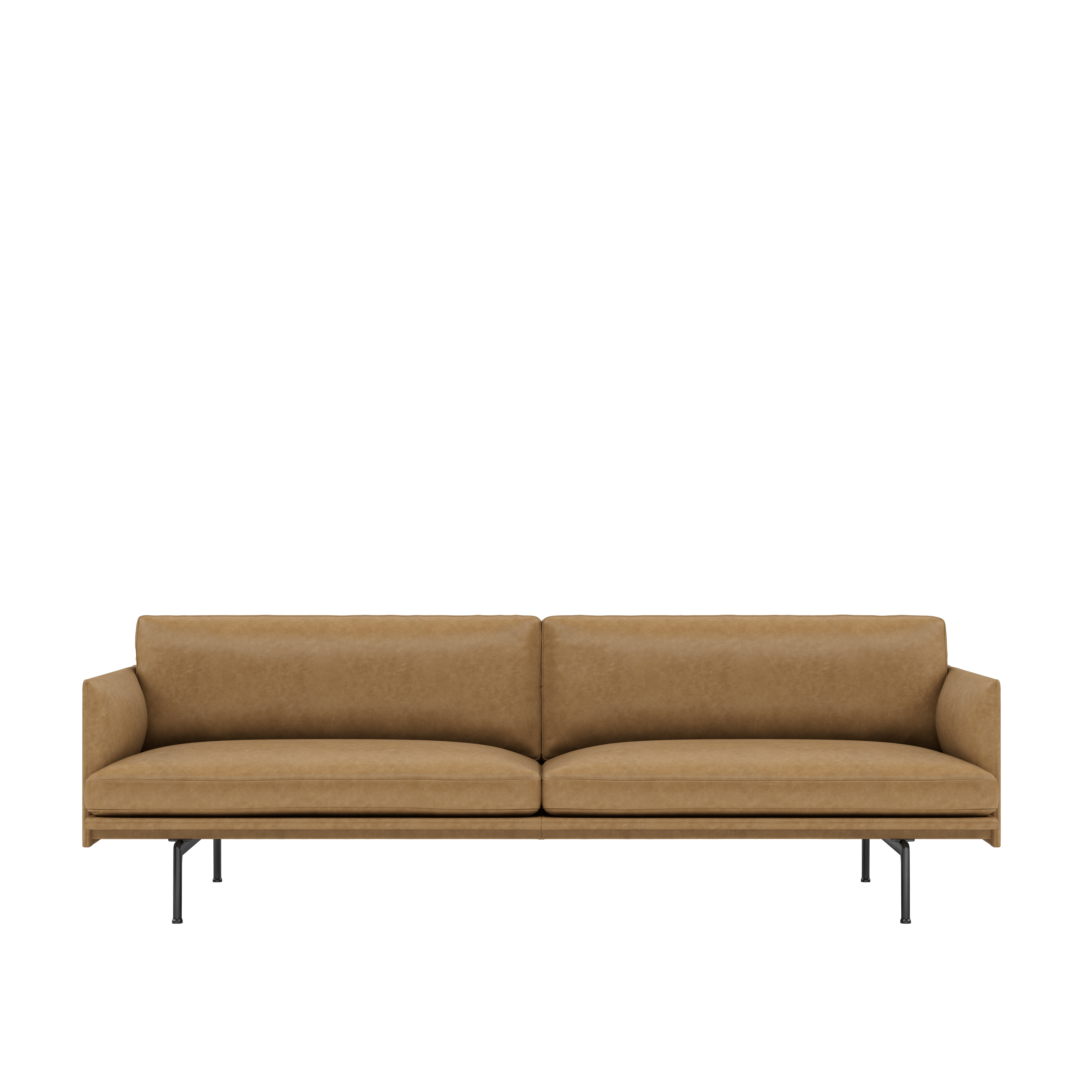 Outline Sofa, 3-Seater, Black, Grace Leather ,Ecru