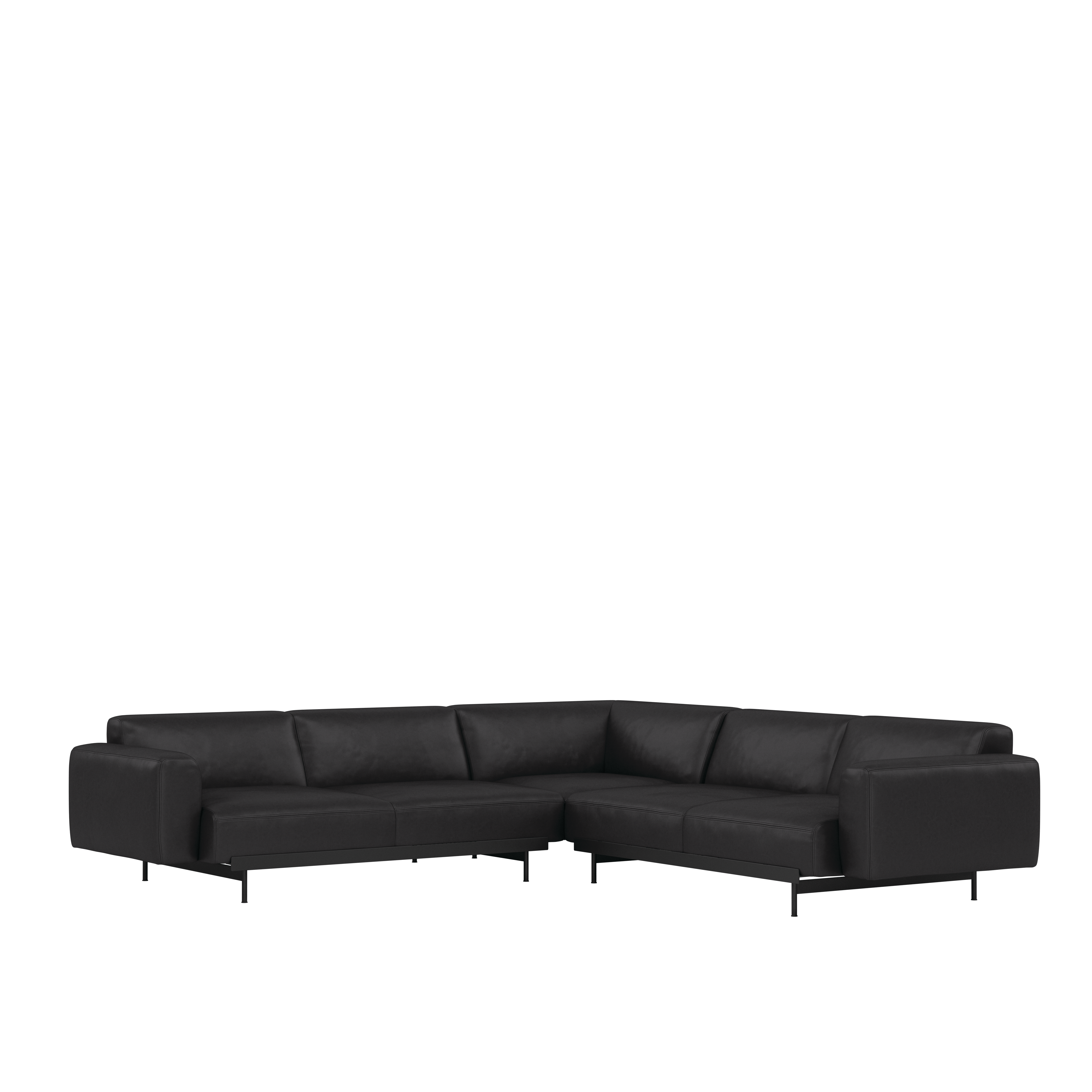 In Situ Corner Sectional, Refine Leather Black