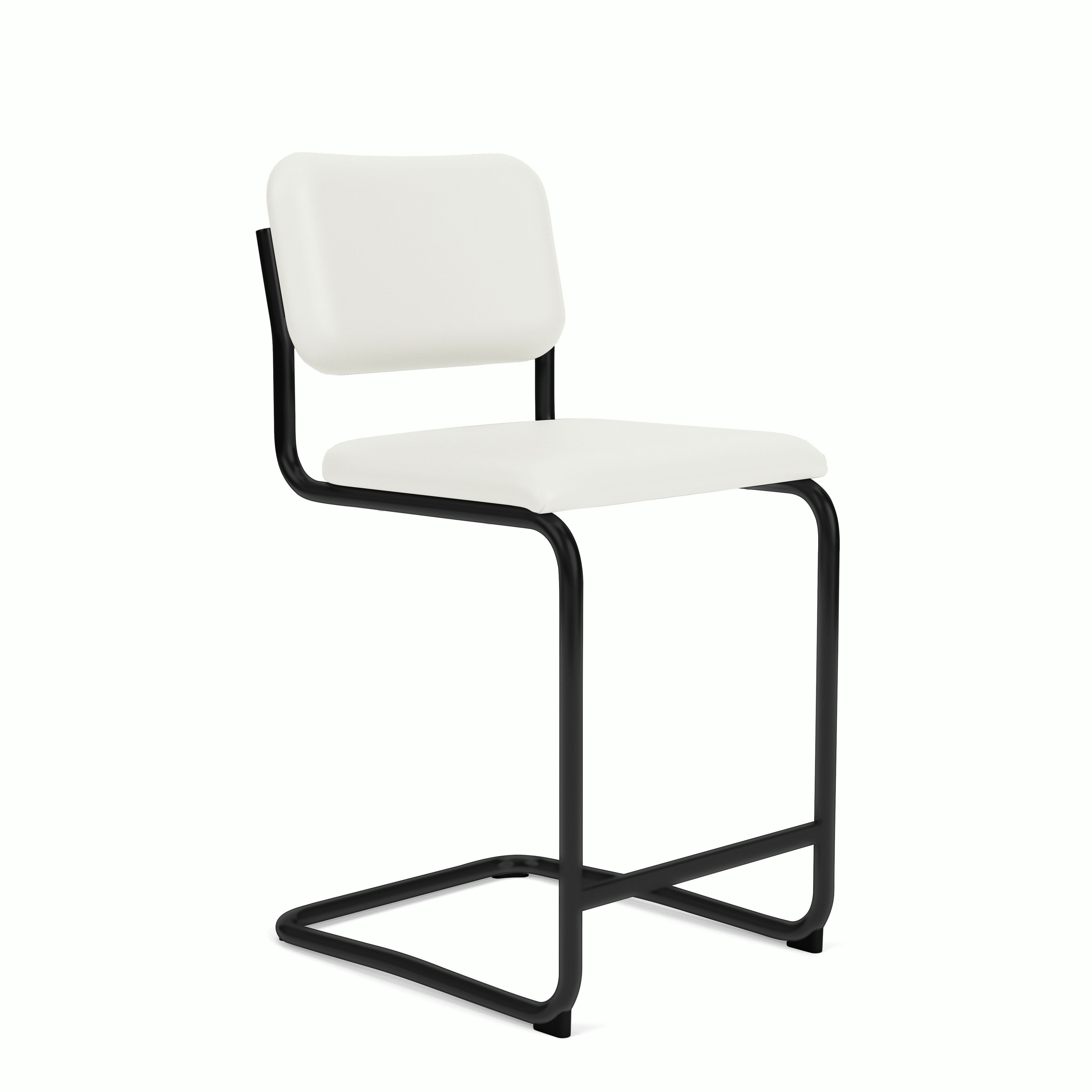 Cesca Upholstered Stool - Counter Height ,  Fully upholstered,   Acqua Leather,  bering sea,  black frame