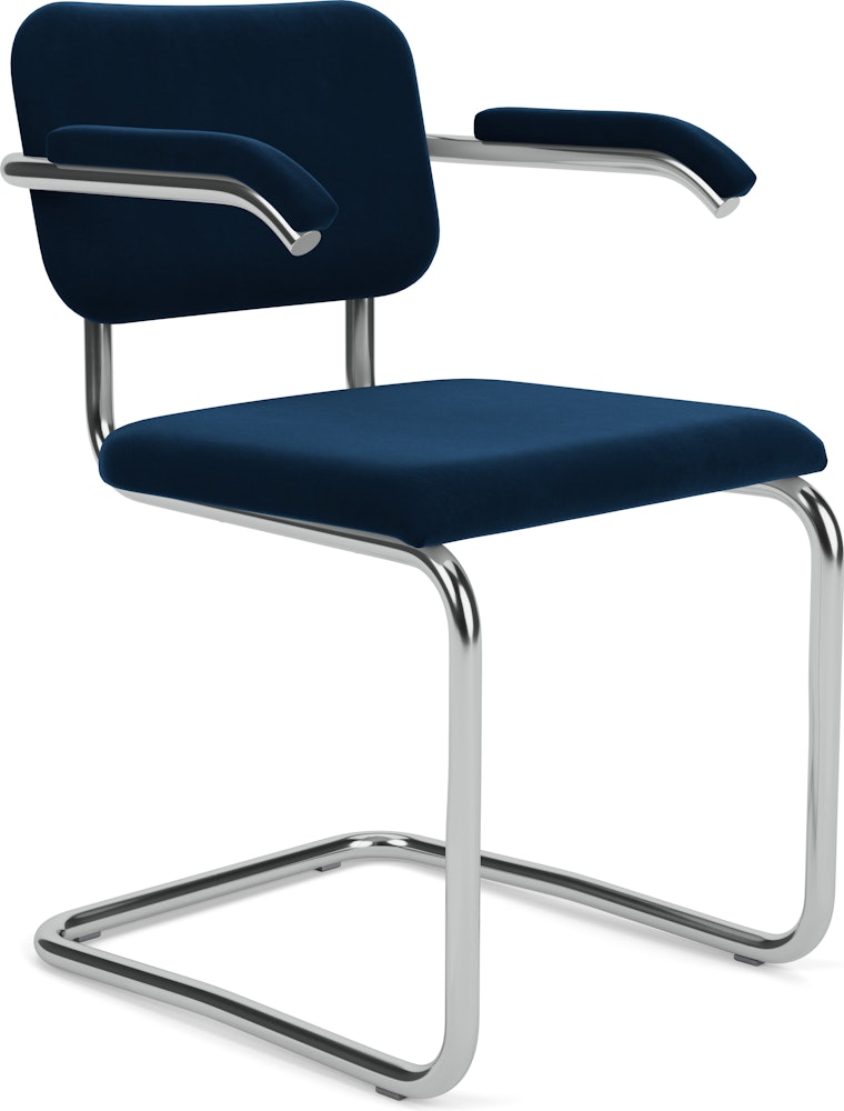 Cesca Armchair, Fully Upholstered, Upholstered Seat, Volo Leather, White