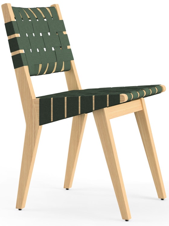 Risom Side Chair - Forest Green Cotton, Clear Maple
