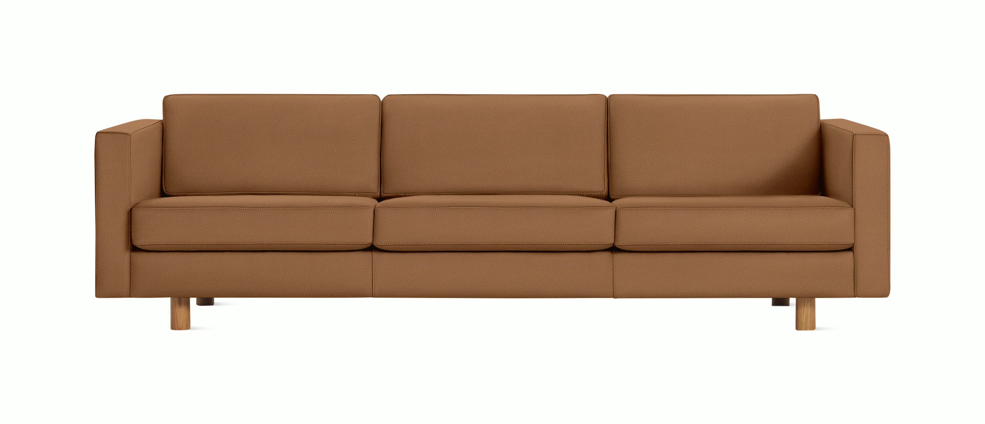 Lispenard Sofa three seater in warm brown bricolage leather with 4" legs.