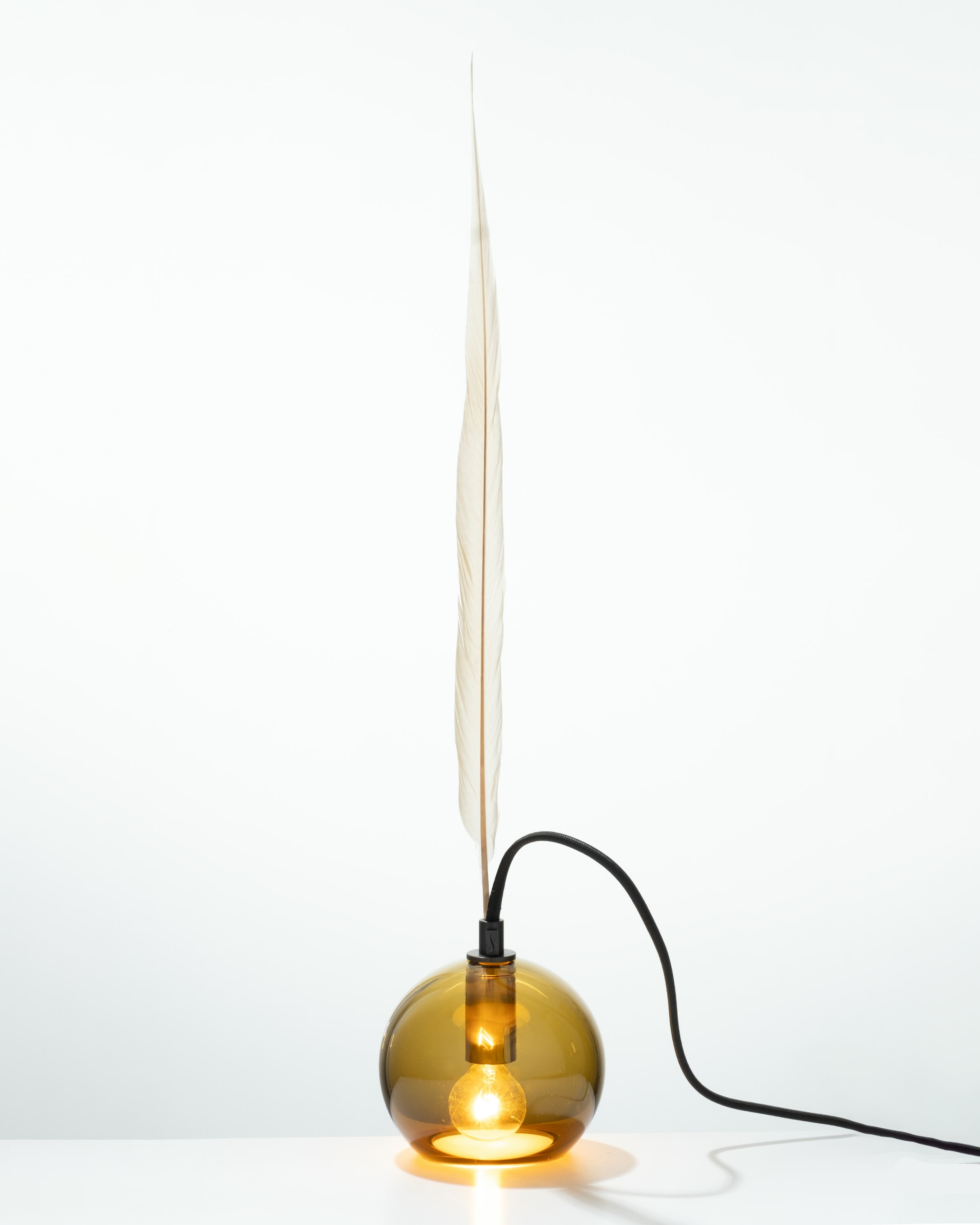 The Smoky Feather Table Lamp - 4.5inch, Ivory Feather