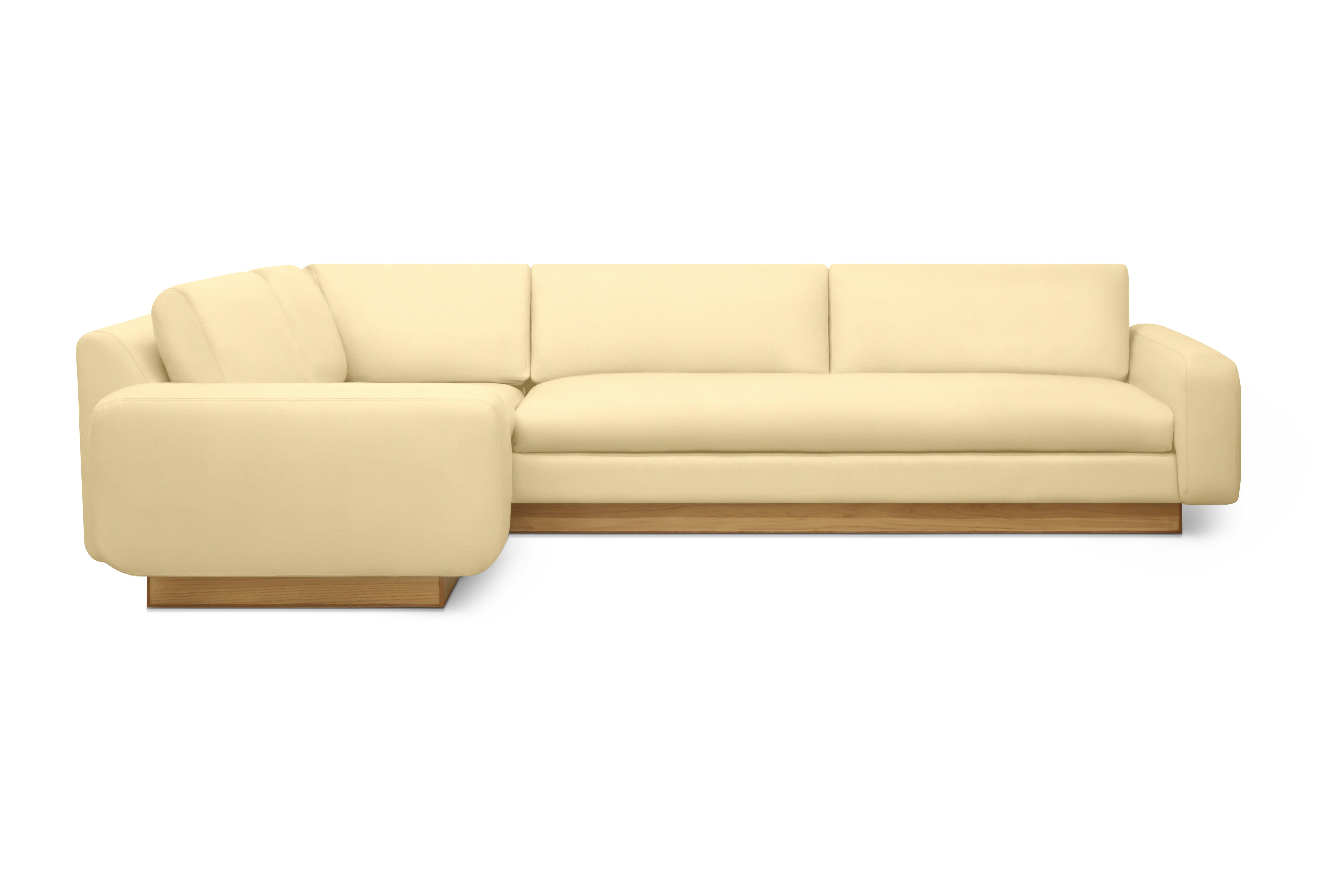 Mesa Corner Sectional - Left,  Marquis Velvet,  Ecru,  Oak