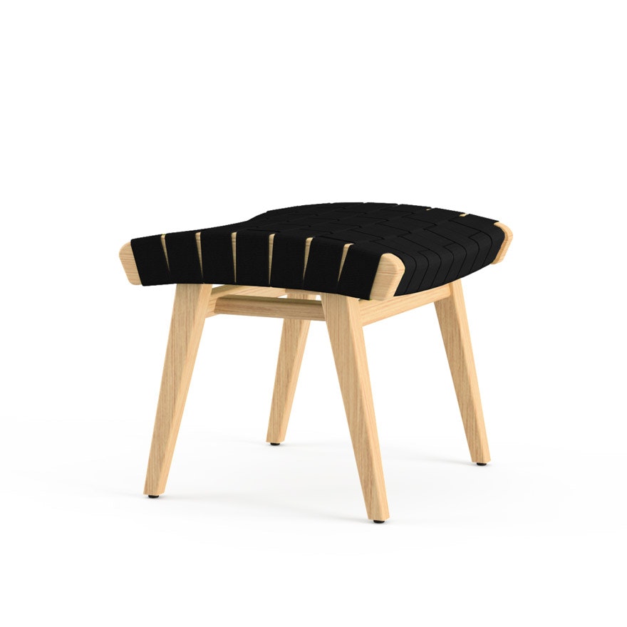 Risom Ottoman - Carbon Sunbrella, Maple