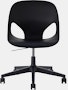 Front view of a black armless Zeph chair.