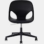 Front view of a black armless Zeph chair.