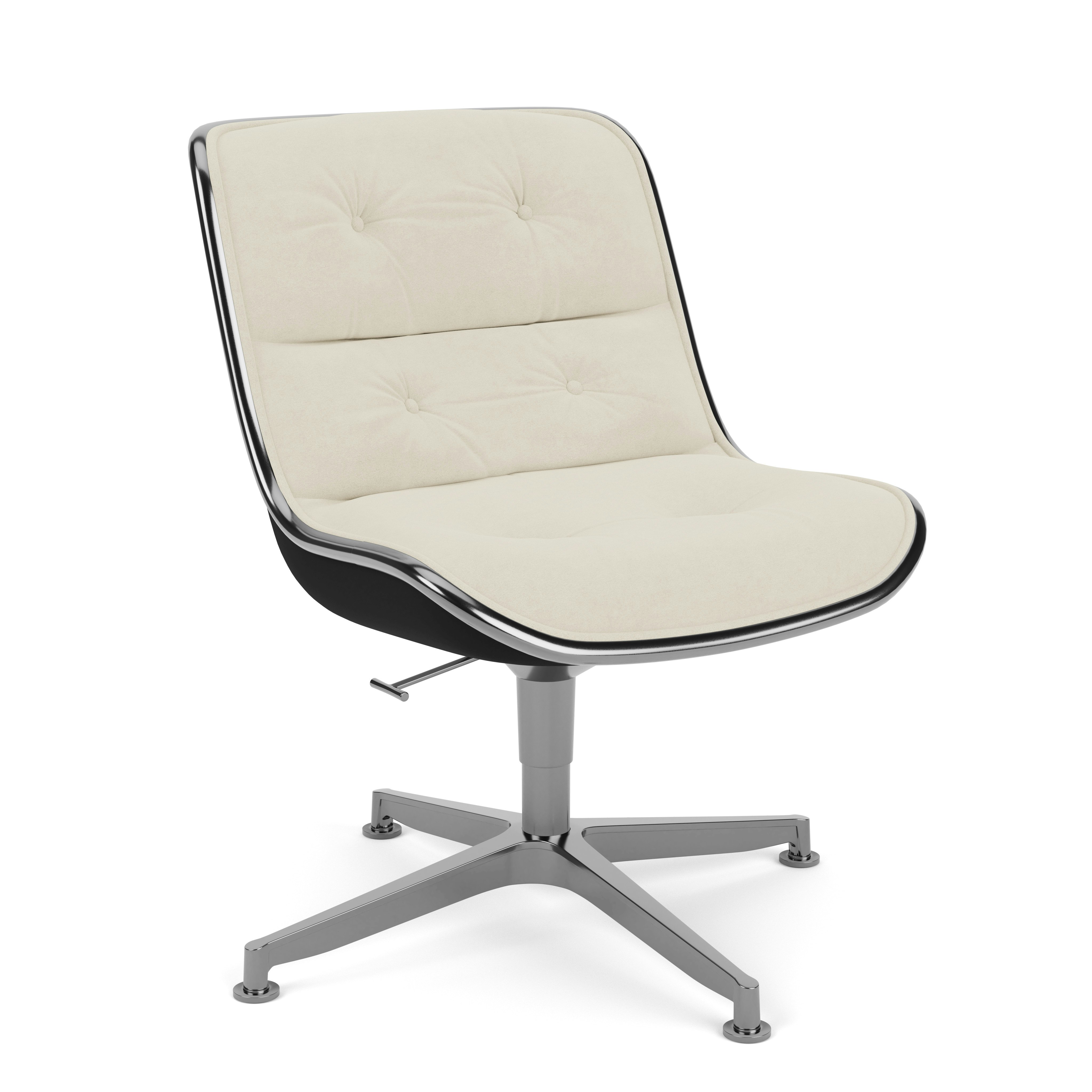 Pollock Executive Side Chair - 4 Star, Polished Aluminum,  Ultrasuede,  Cement