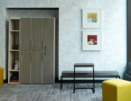 Anchor Storage Knoll Anchor Storage for Community Spaces Digital Keypad Lockers k lounge Toboggan Chair Desk Bench