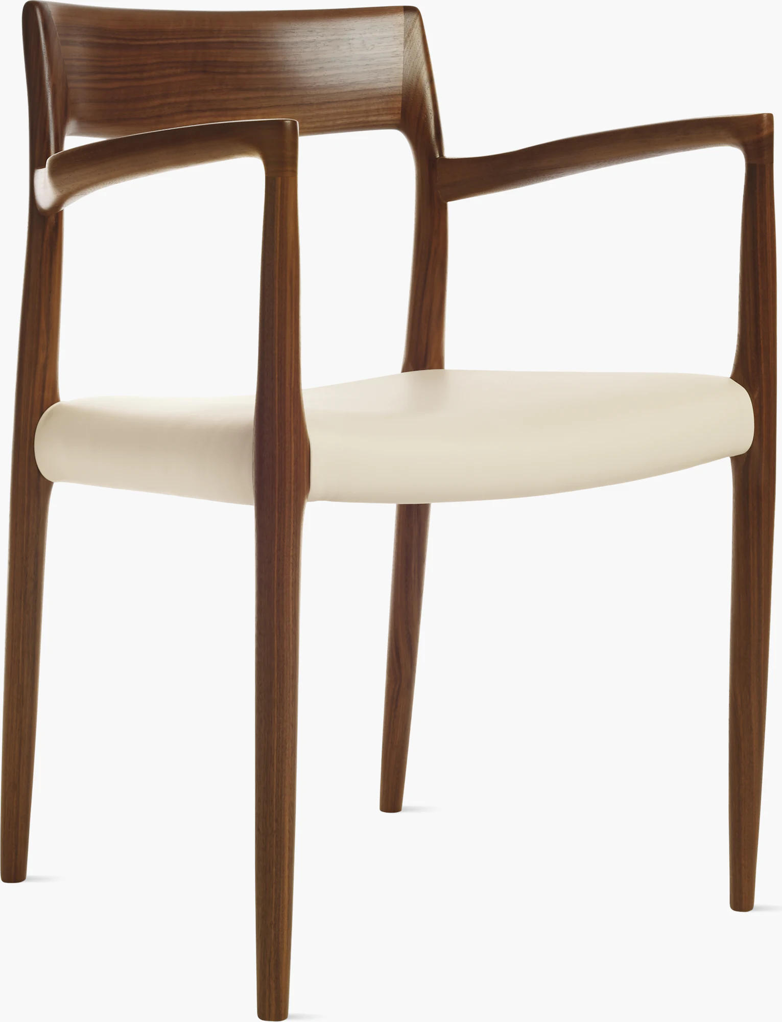 Moller Model 57 armchair in walnut with ivory leather seat