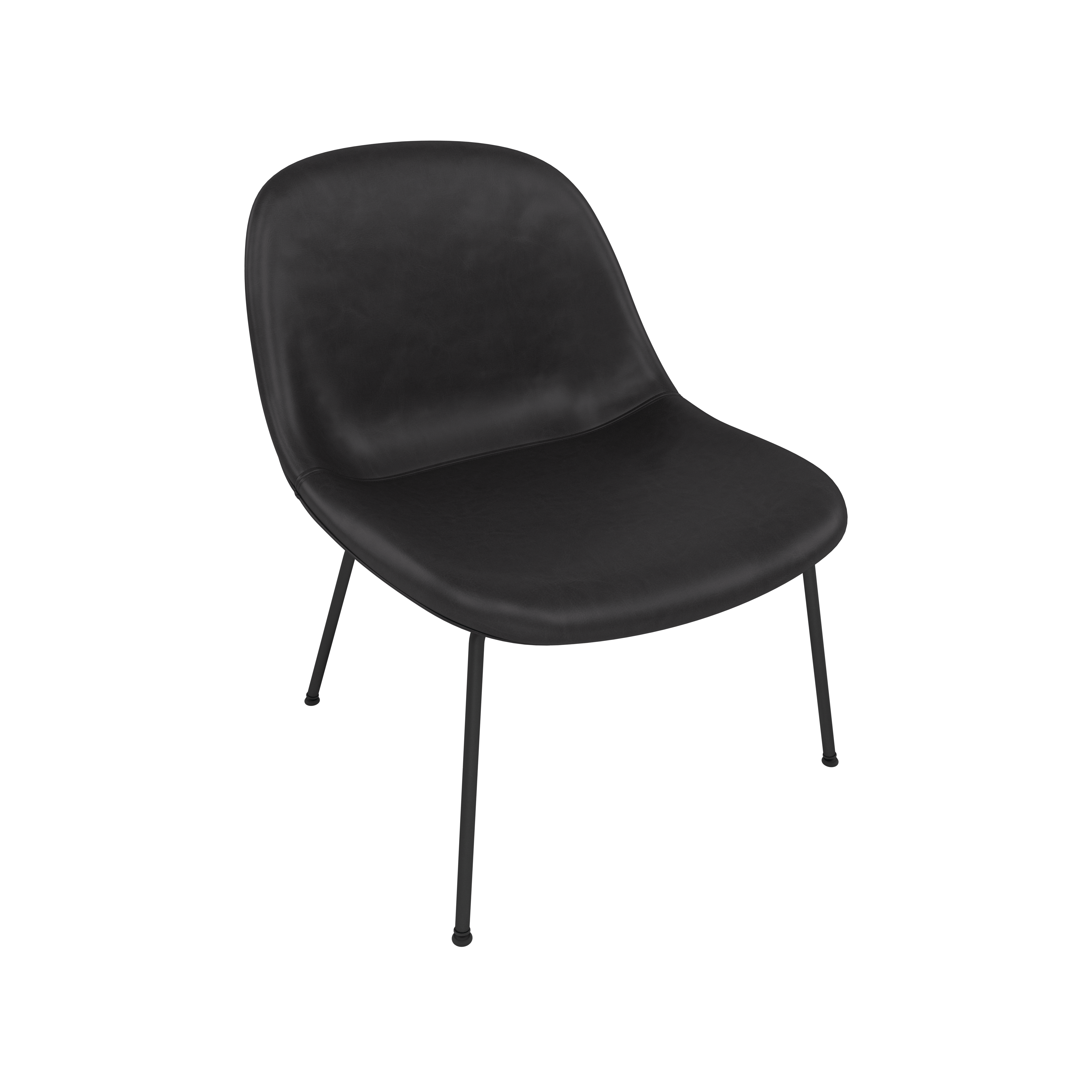Fiber Lounge Chair - Lounge Chair,  Refine Leather,  Black,  Black Tube