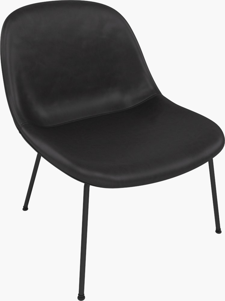 Fiber Lounge Chair - Lounge Chair,  Refine Leather,  Black,  Black Tube