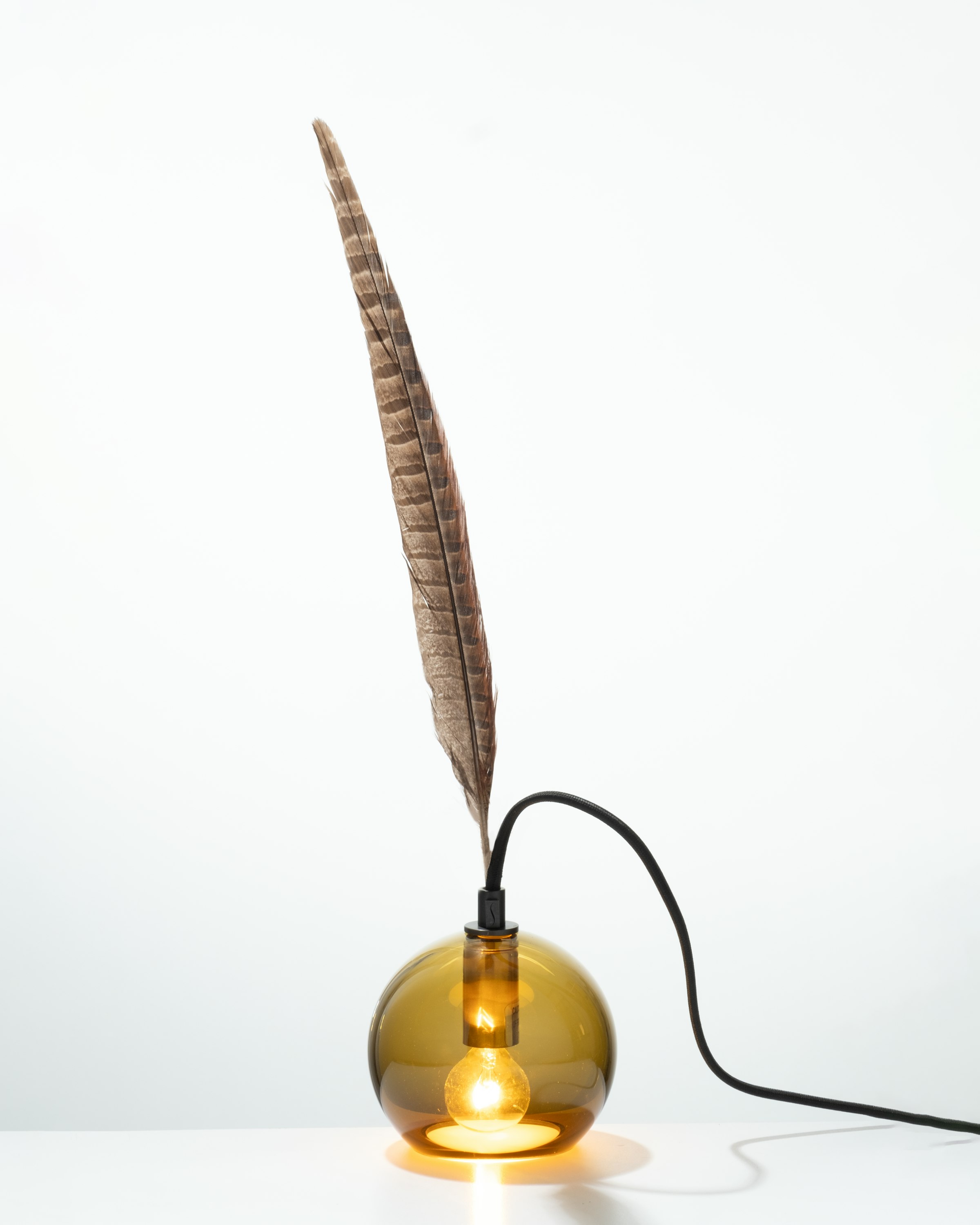 The Smoky Feather Table Lamp - 4.5inch, Brown Feather