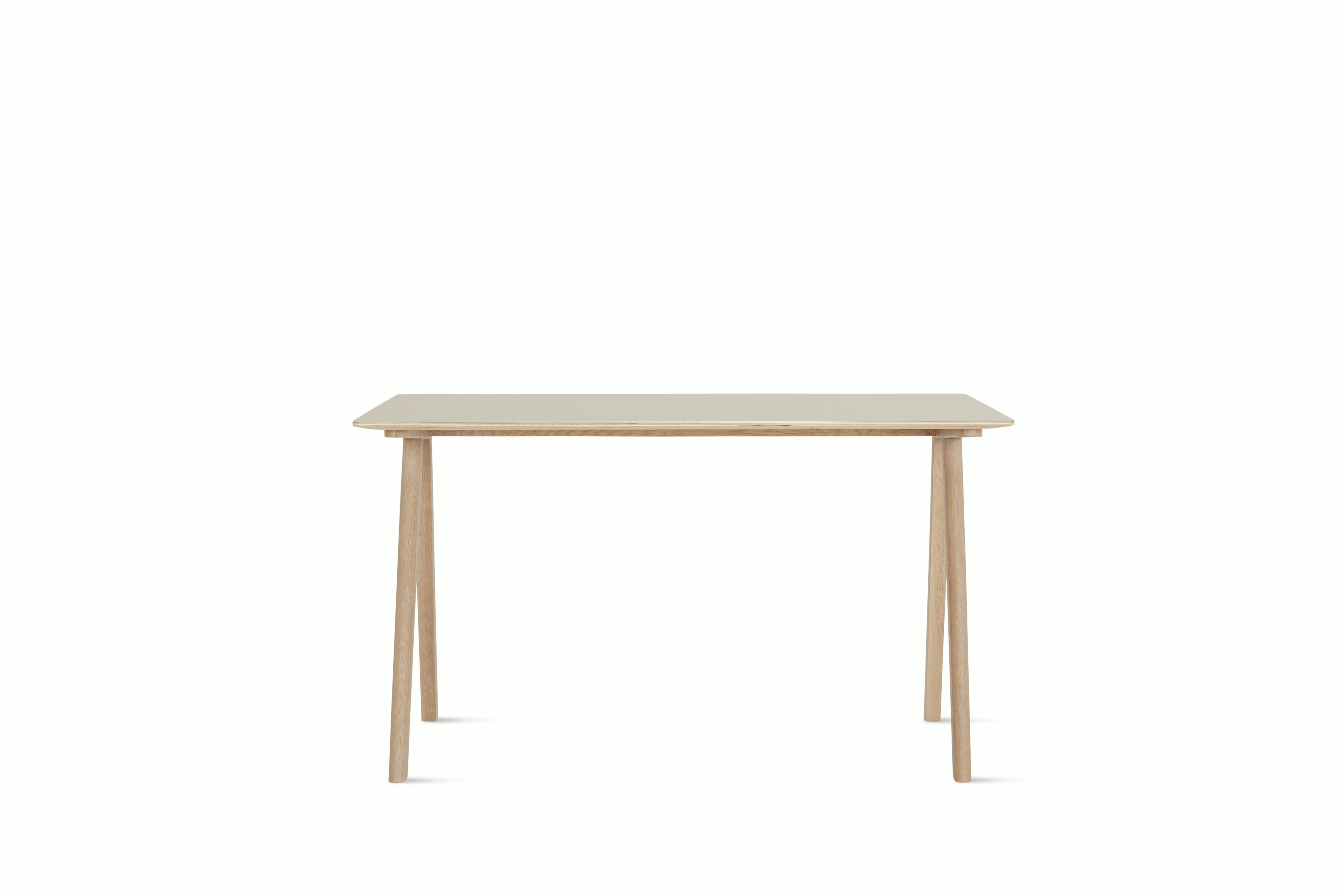 An off white Copenhague 90 Desk viewed from the front