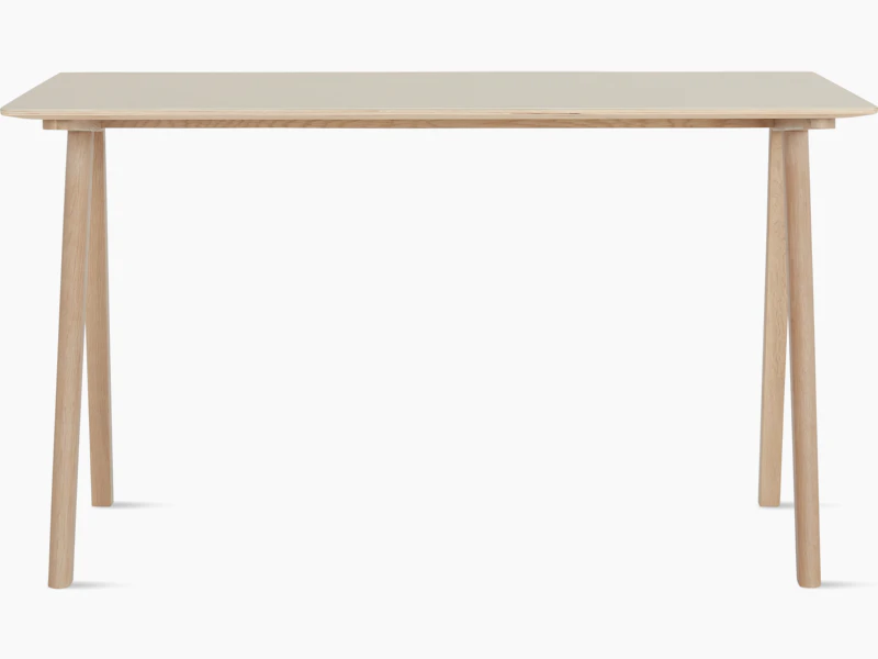 An off white Copenhague 90 Desk viewed from the front