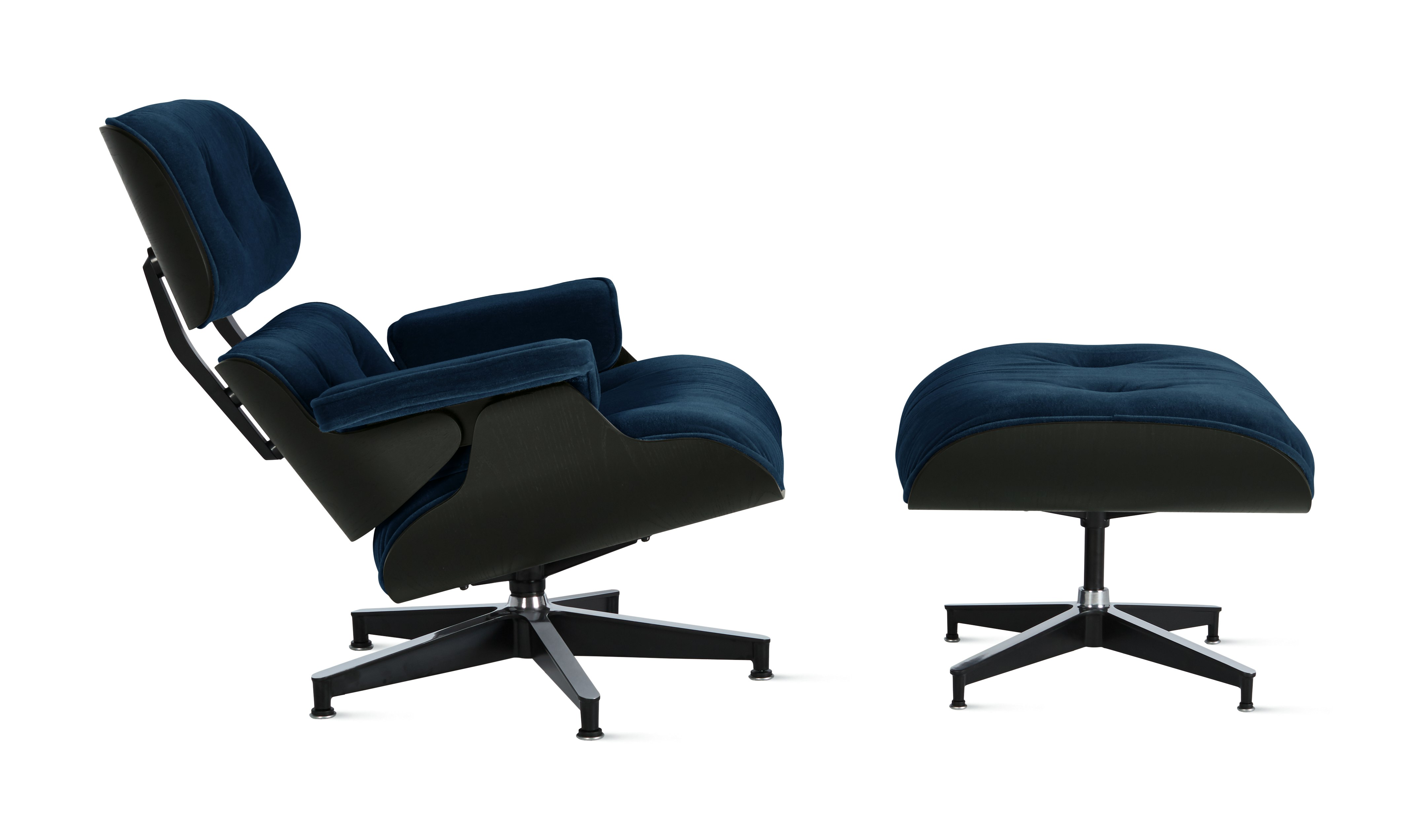 Eames Lounge & Ottoman  - Ebony Ash,  Mohair Supreme,  Aviator