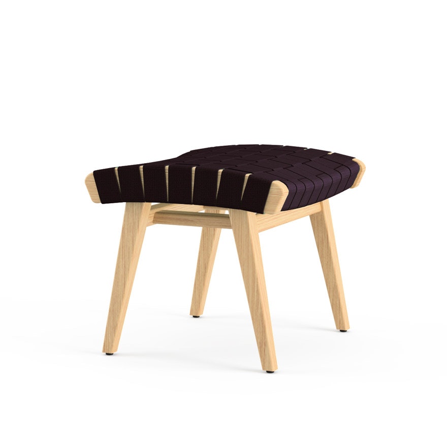 Risom Ottoman - Aubergine Cotton, Maple