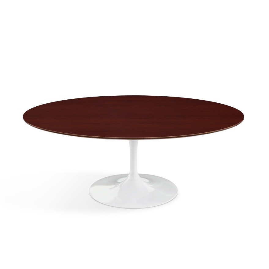 Saarinen Coffee Table - 42",  Oval,  Veneer,  Dark Cherry,  White"
