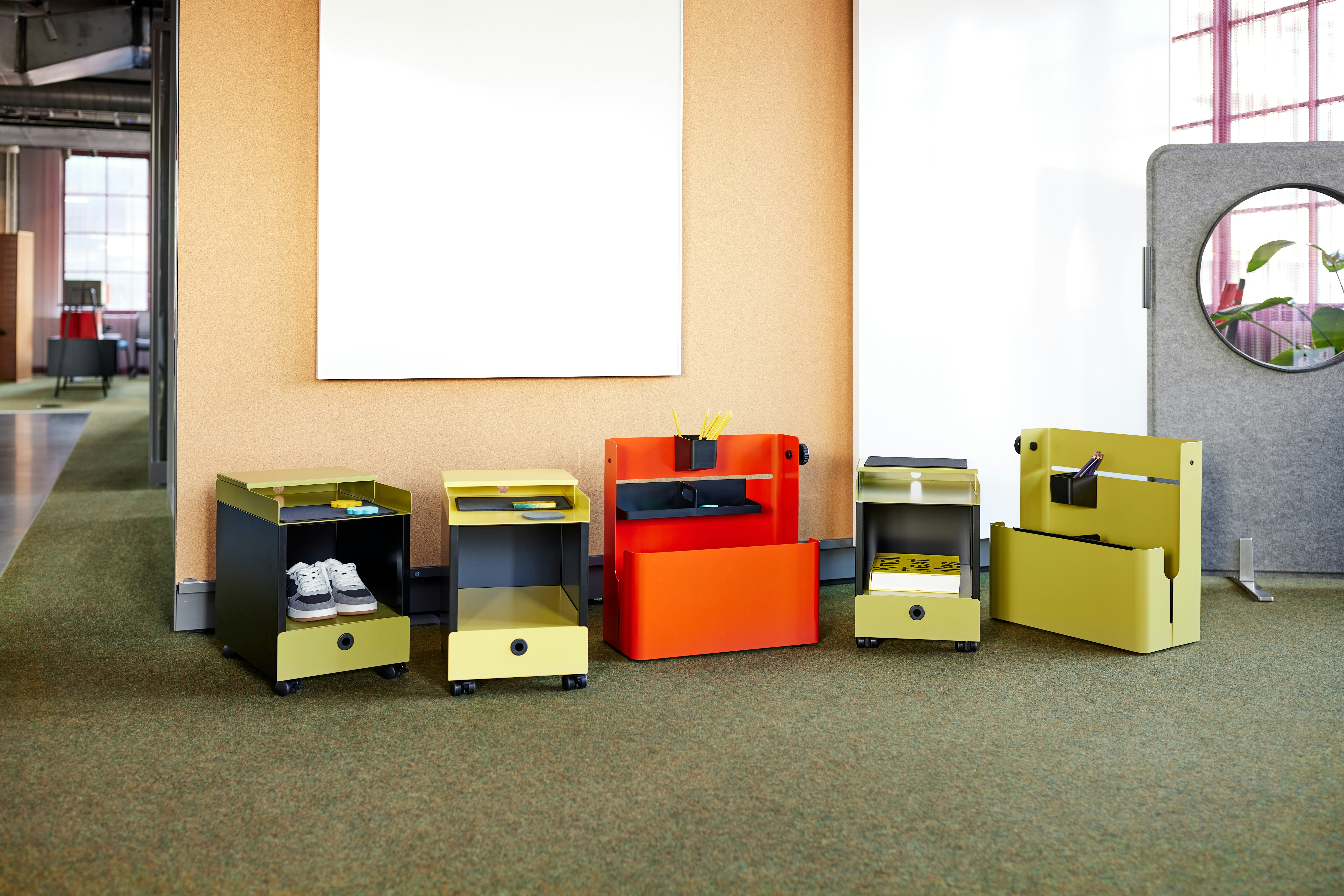 Quoin Mobile Cart and Wexby Mobile Bin