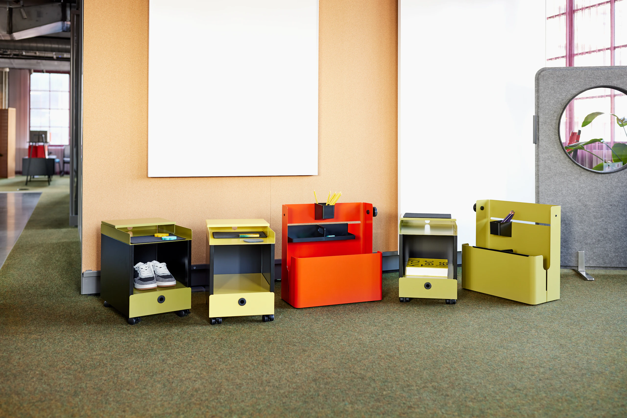 Quoin Mobile Cart and Wexby Mobile Bin