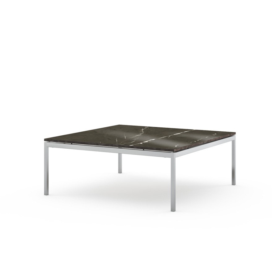 Florence Knoll Square Coffee Table - Low, 35 x 35, Polished Grigio Marquina, Polished Chrome