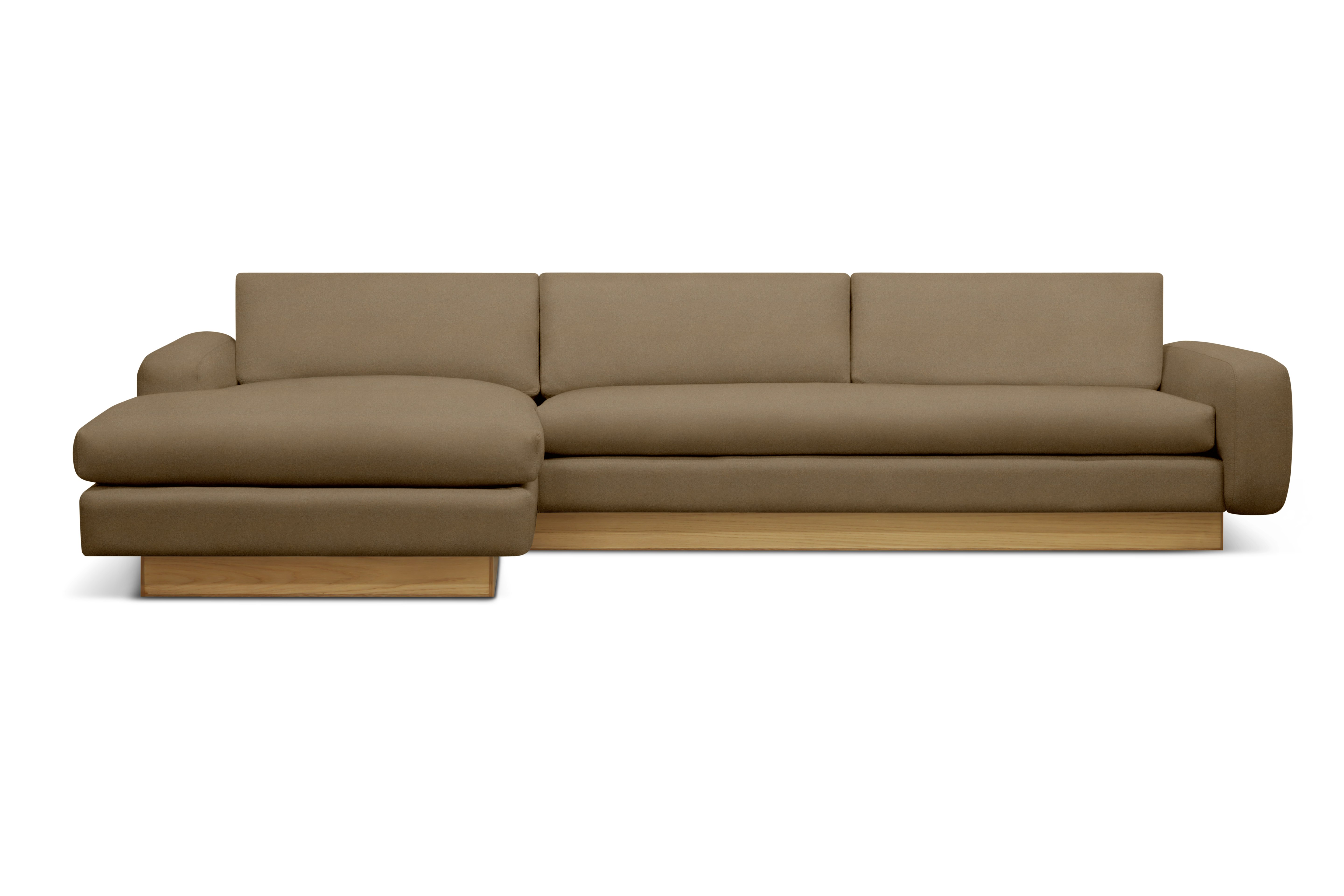 Mesa Sectional with Chaise - Left,  Marquis Velvet,  Cocoa,  Oak