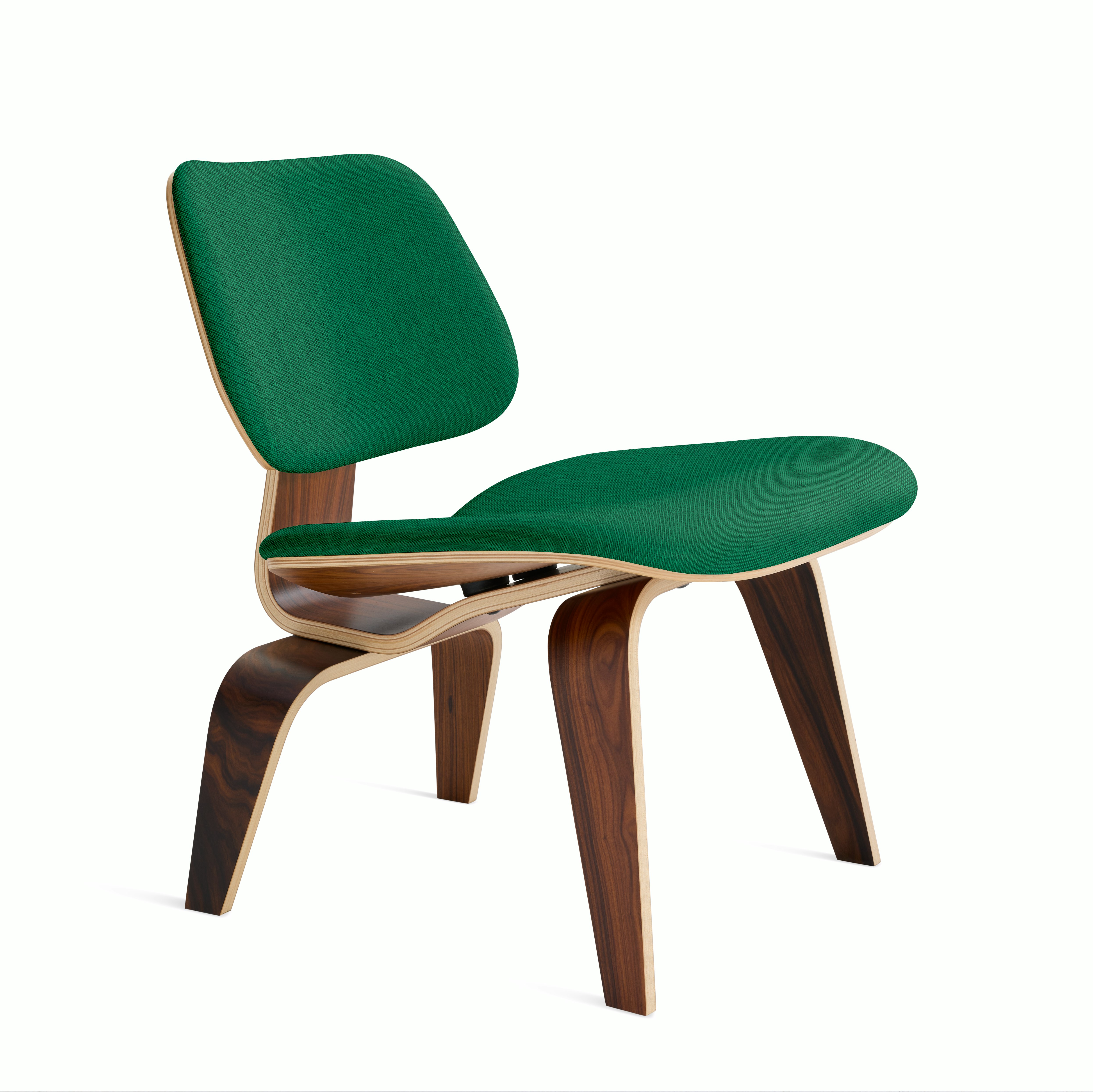 Eames Molded Plywood Lounge Chair Wood Base (LCW), Upholstered