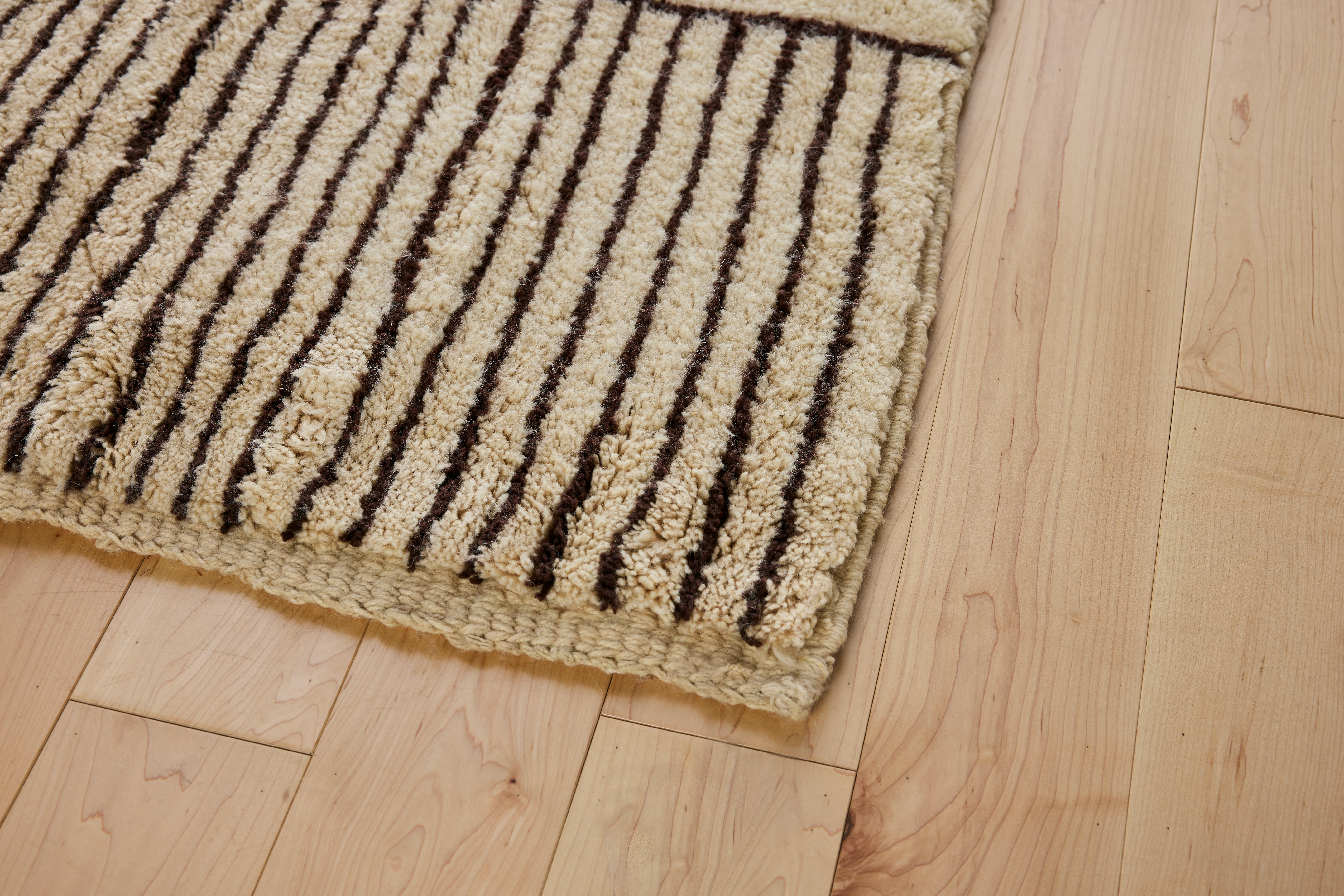 Borderline Wool Moroccan Rug - Natural,  Runner
