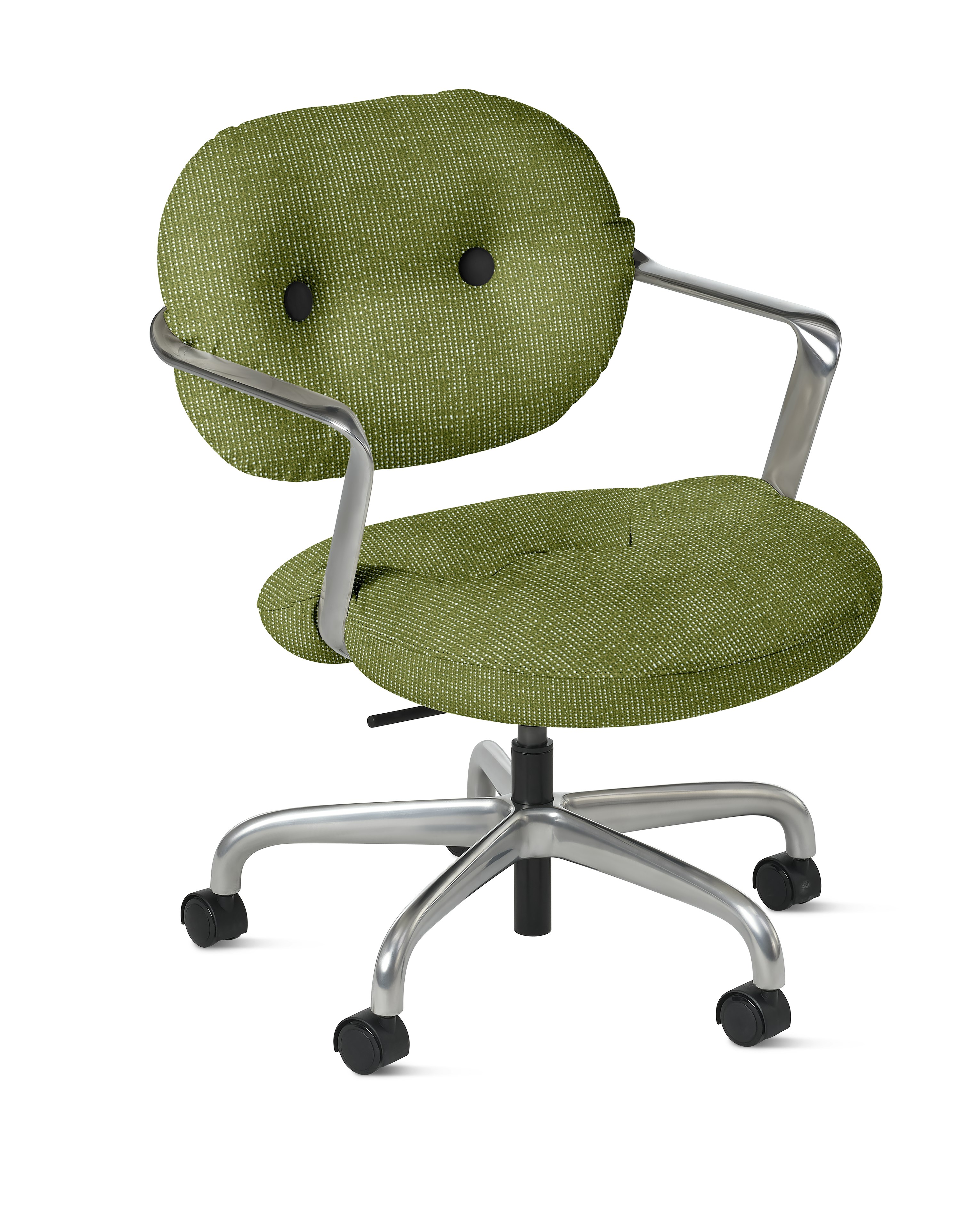 Morrison Hannah Task Chair - With Arms,  Prestini,  Green / White,  Half Polished Aluminum,  Soft Caster FSC Certified