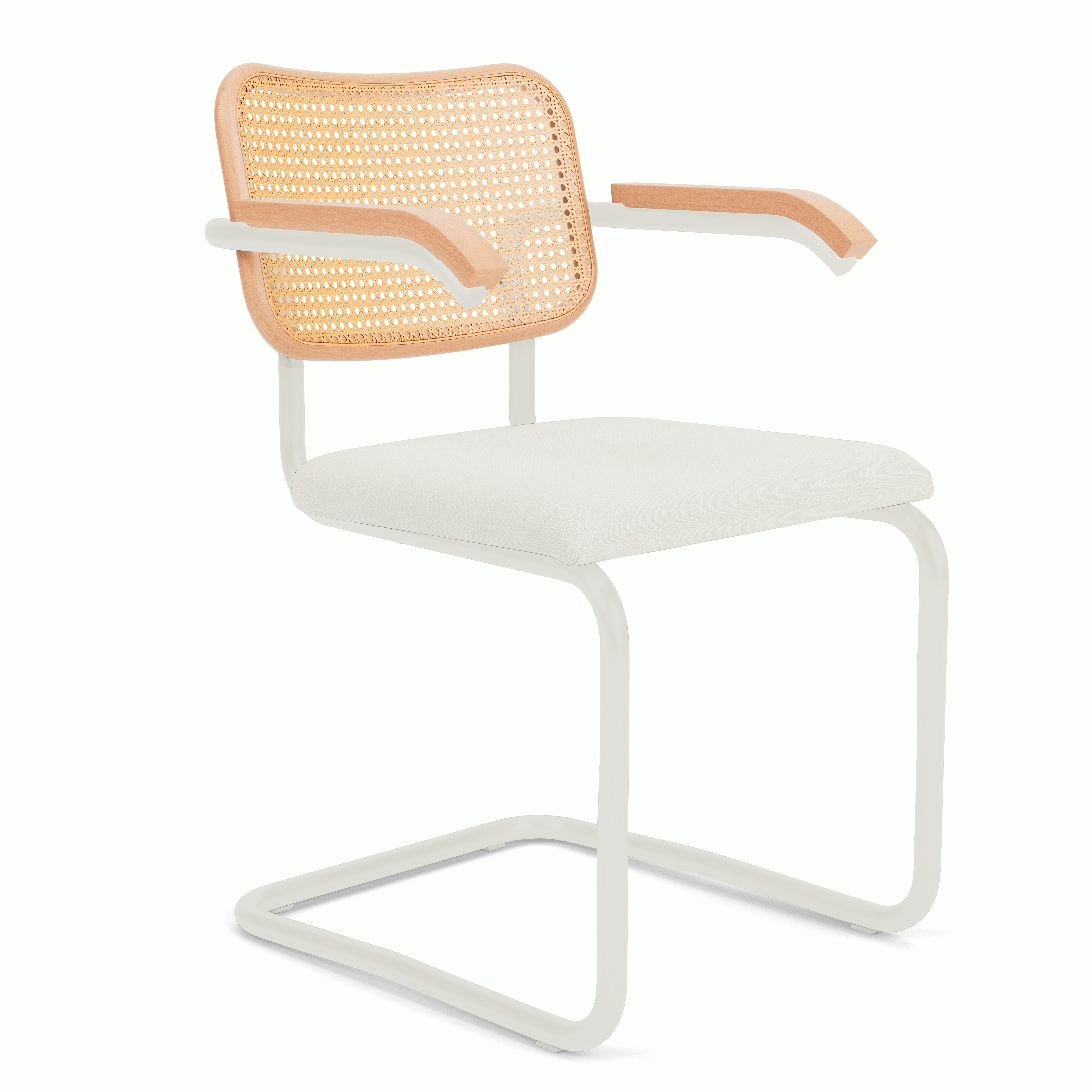 Cesca Upholstered Chair - Natural Beech,  Armchair,  Seat Pad,  hourglass,  air,  white frame