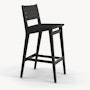 Risom Stool - Bar Height, Ebonized Maple, Polished Aluminum, Charcoal Sunbrella